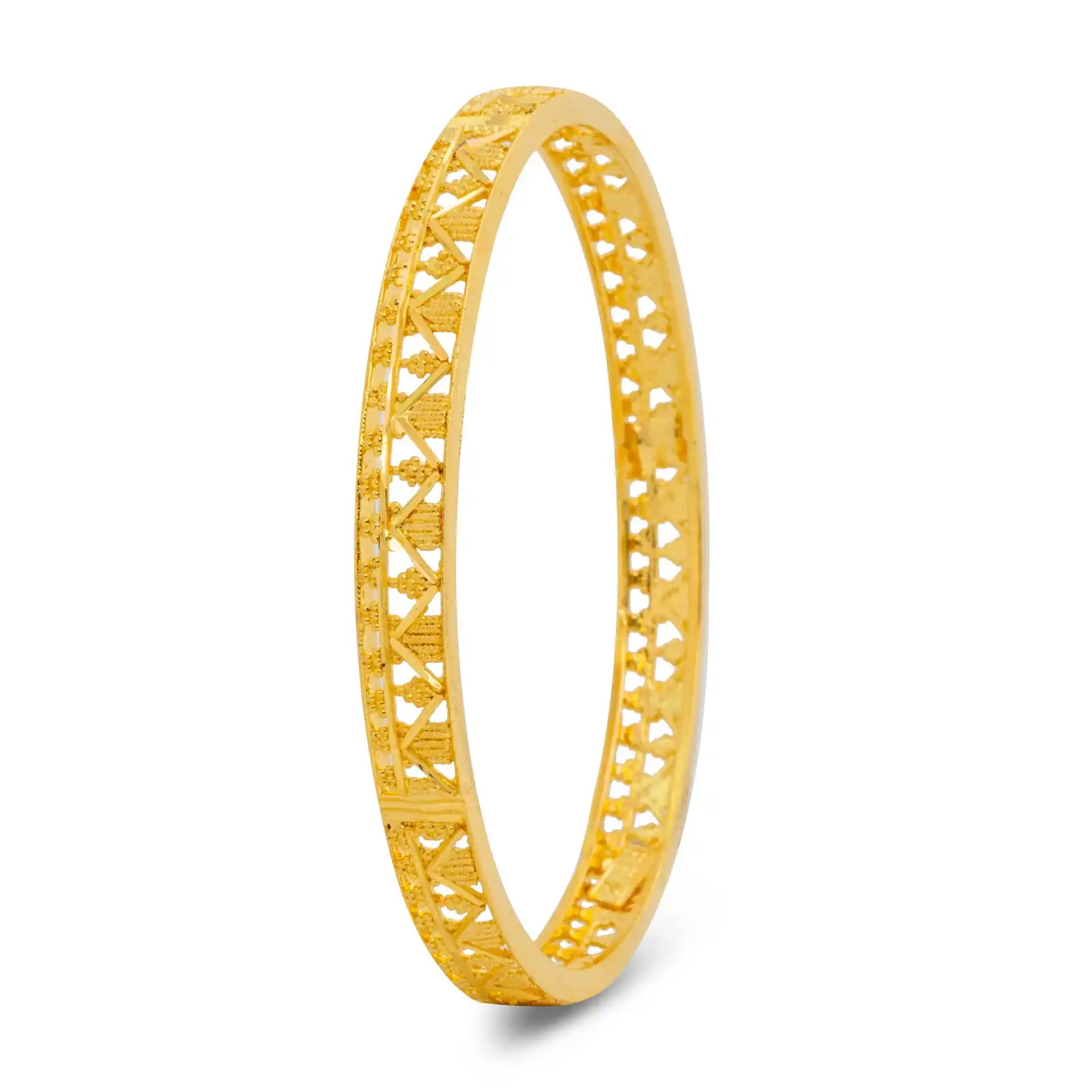 24ct Heavy Gold Layered Boho Style Bangle PGB132-571