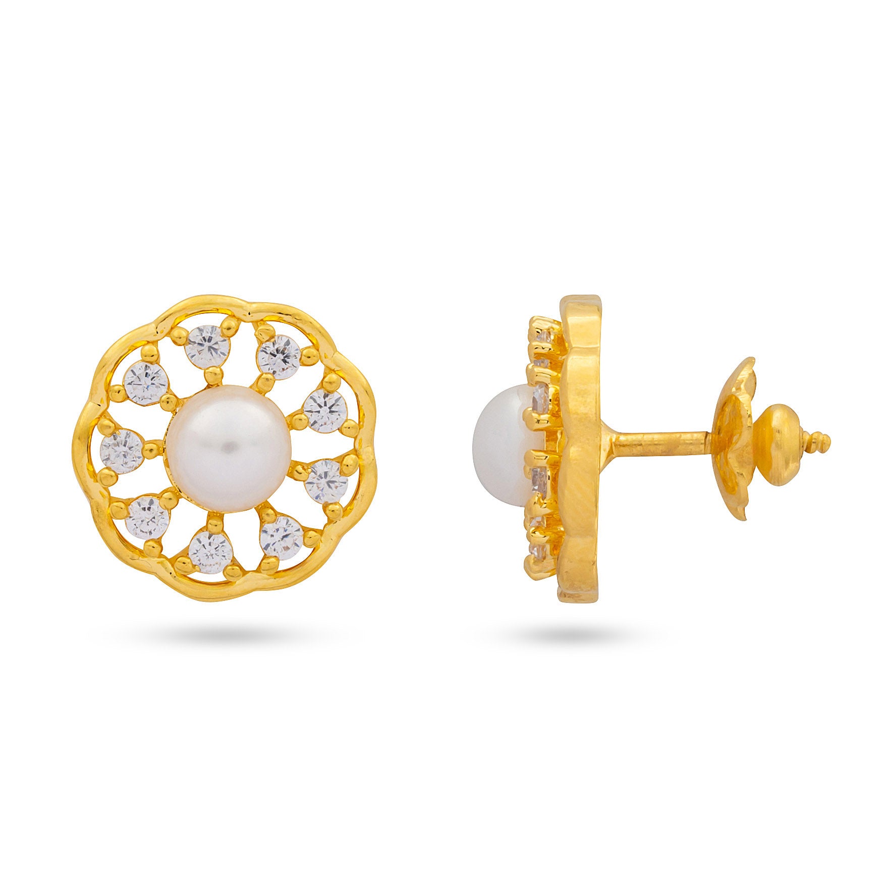 Premium Flower Shape Gold Plated Earrings | Parakkat Jewels