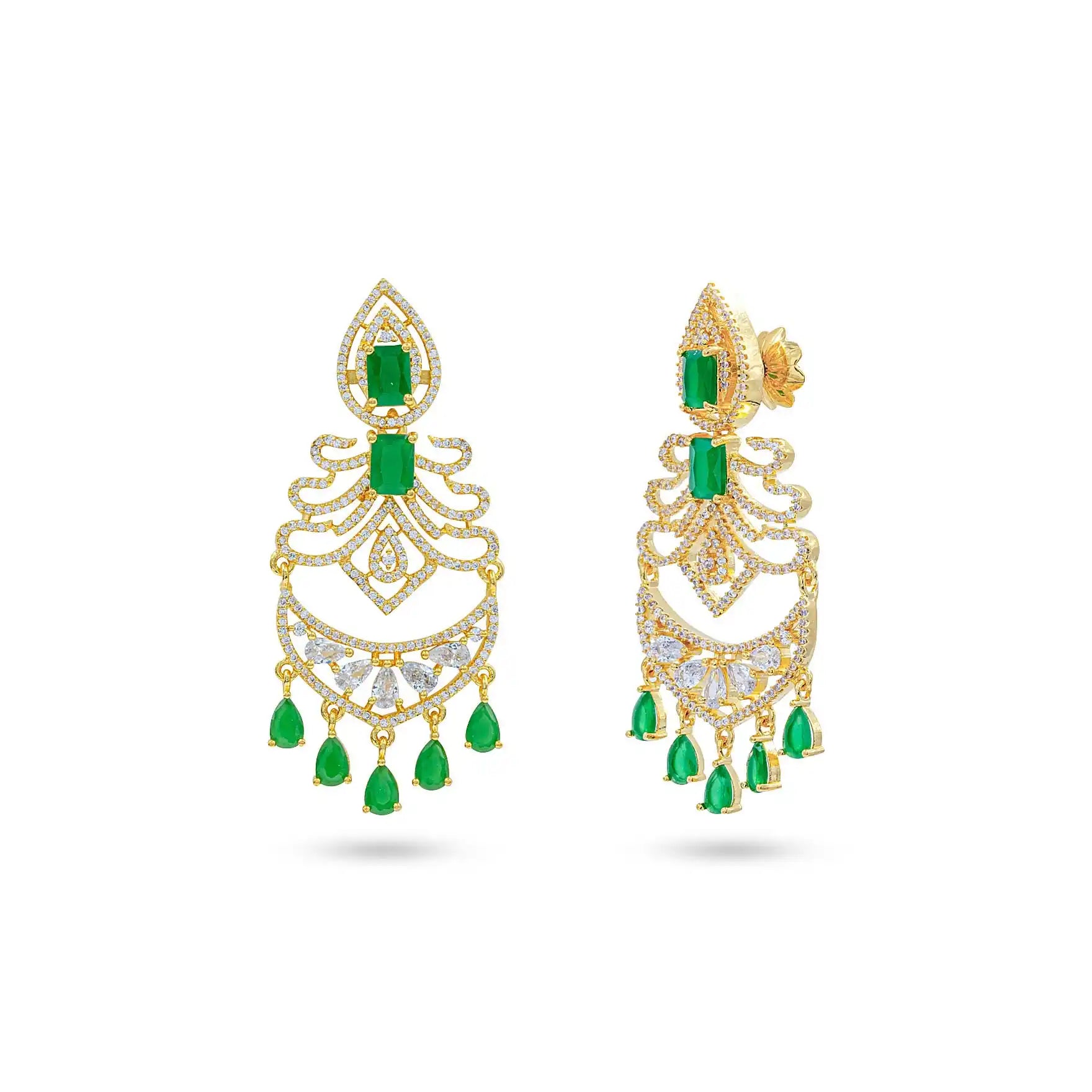 Latest Gold Plated Hanging Stone Earrings | Parakkat Jewels
