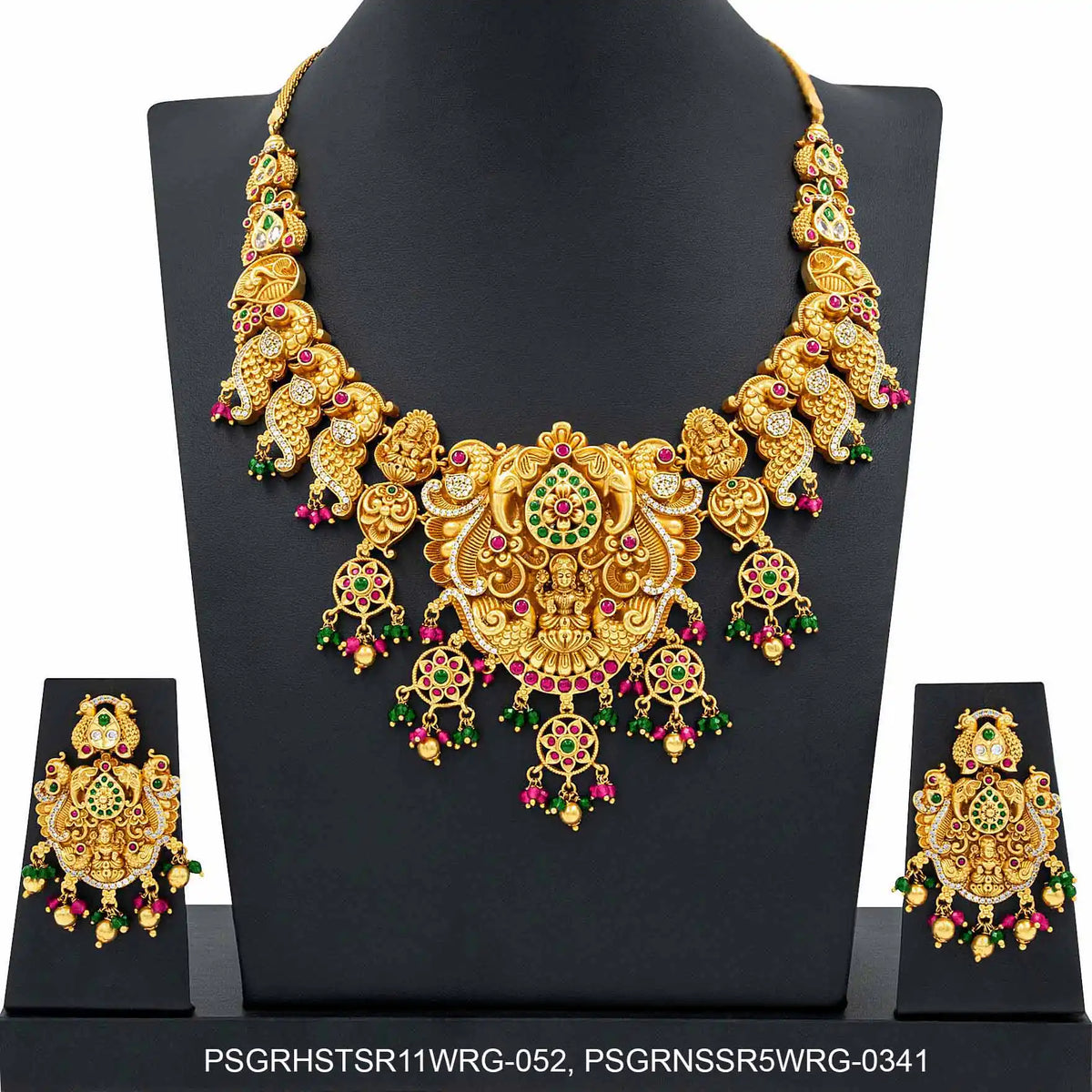SRESHTA COLLECTION GERU NECKLACE WITH EARRING PSGRHSTSR11WRG-052, PSGR