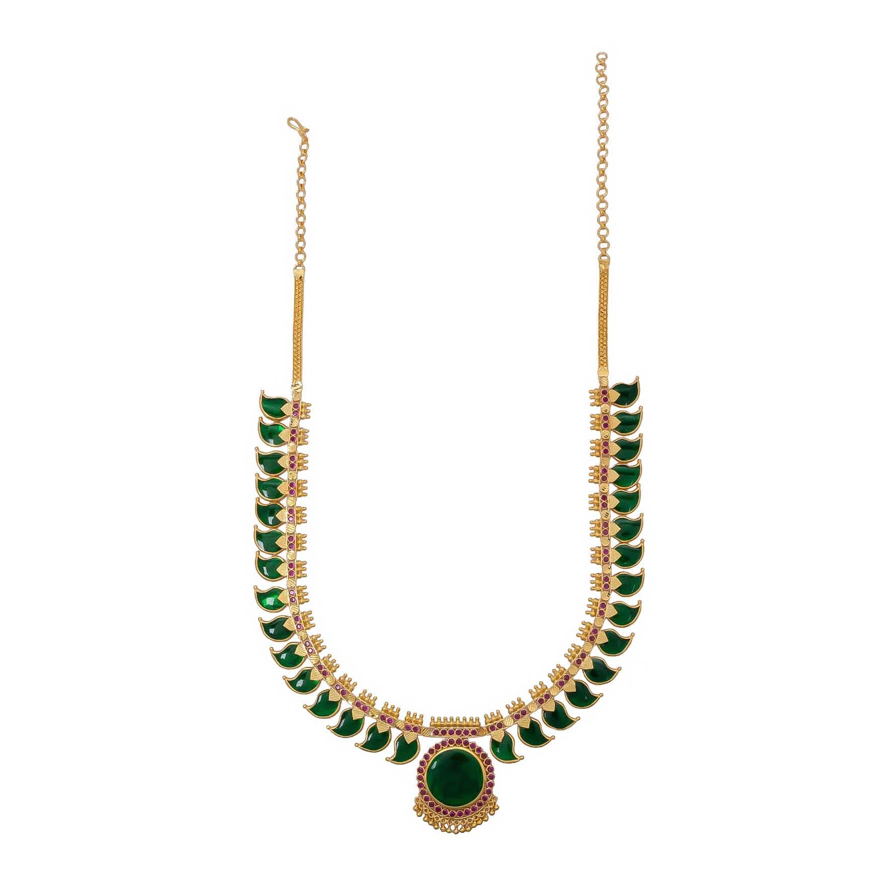 Palakka Mango Green Stone Necklace PSPKNMG9-0002