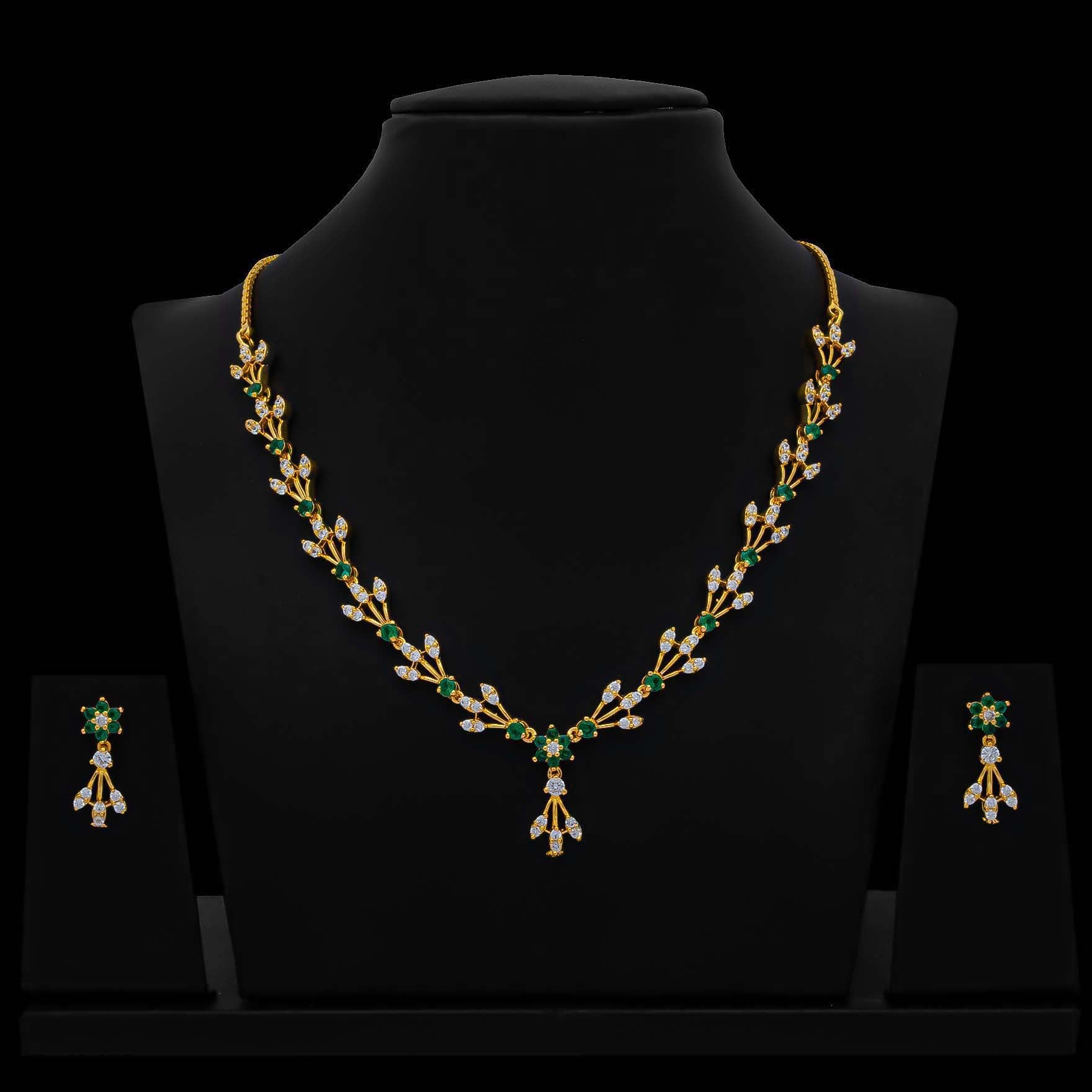 Premium Stone Necklace with Stud PSNS121WG-035, PSHST280WG-041