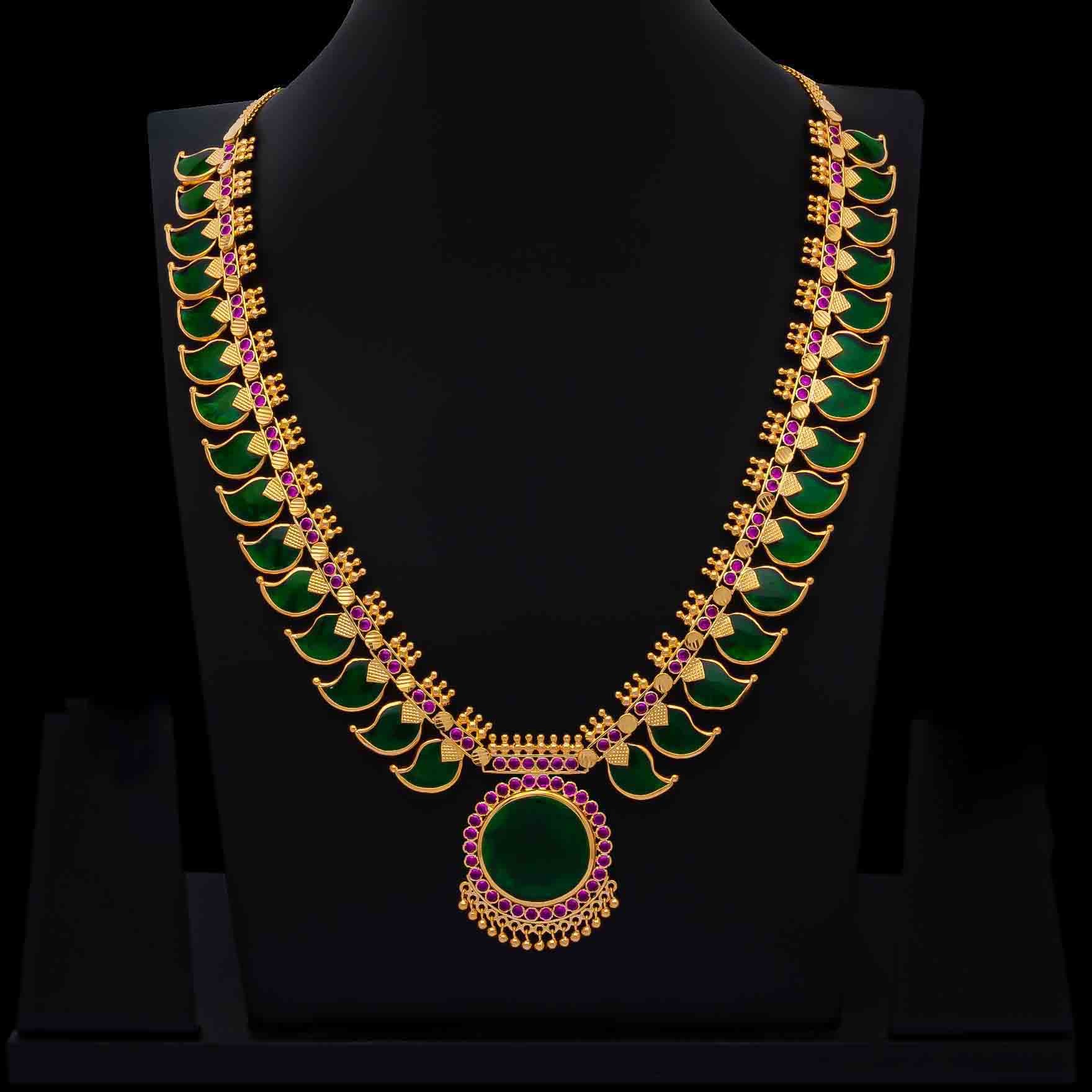 Palakka Mango Green Stone Necklace PSPKNMG9-0002