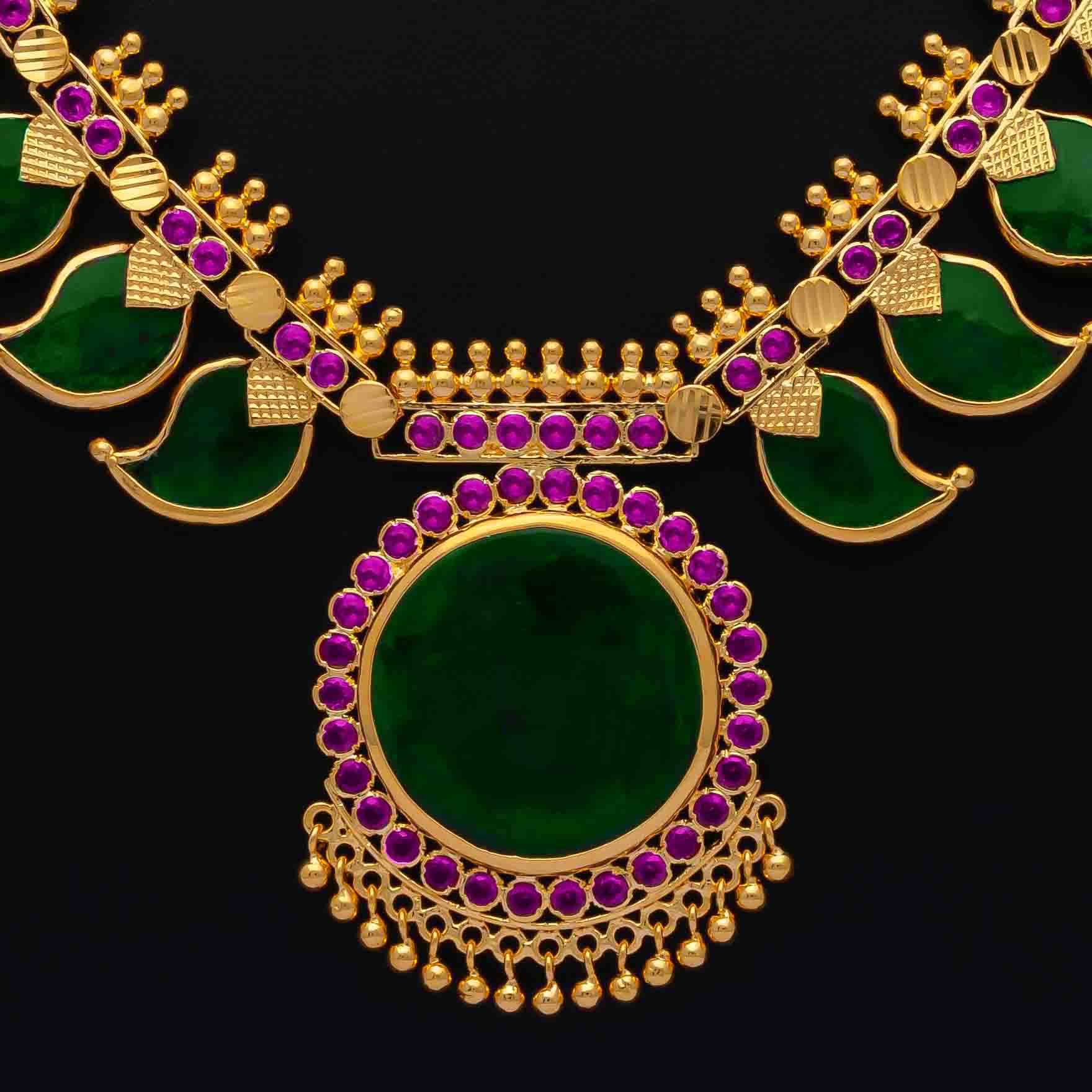 Palakka Mango Green Stone Necklace PSPKNMG9-0002