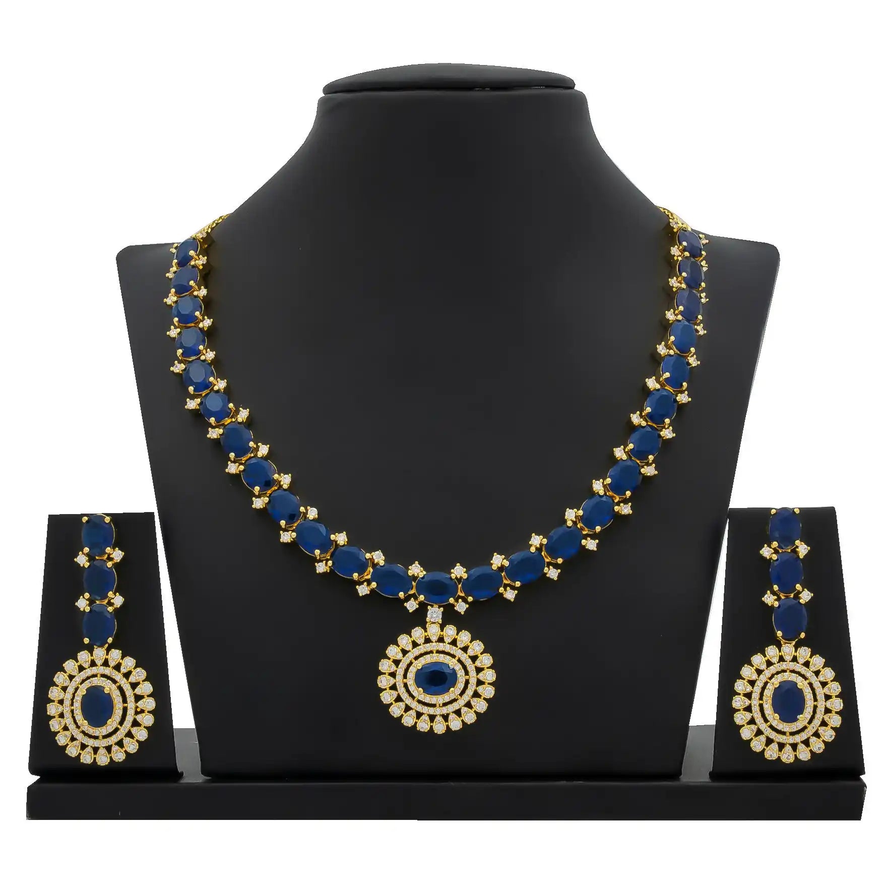 Premiun Stone Necklace with Stud PMSNS62WBL-008, PMSNS62WBL-008