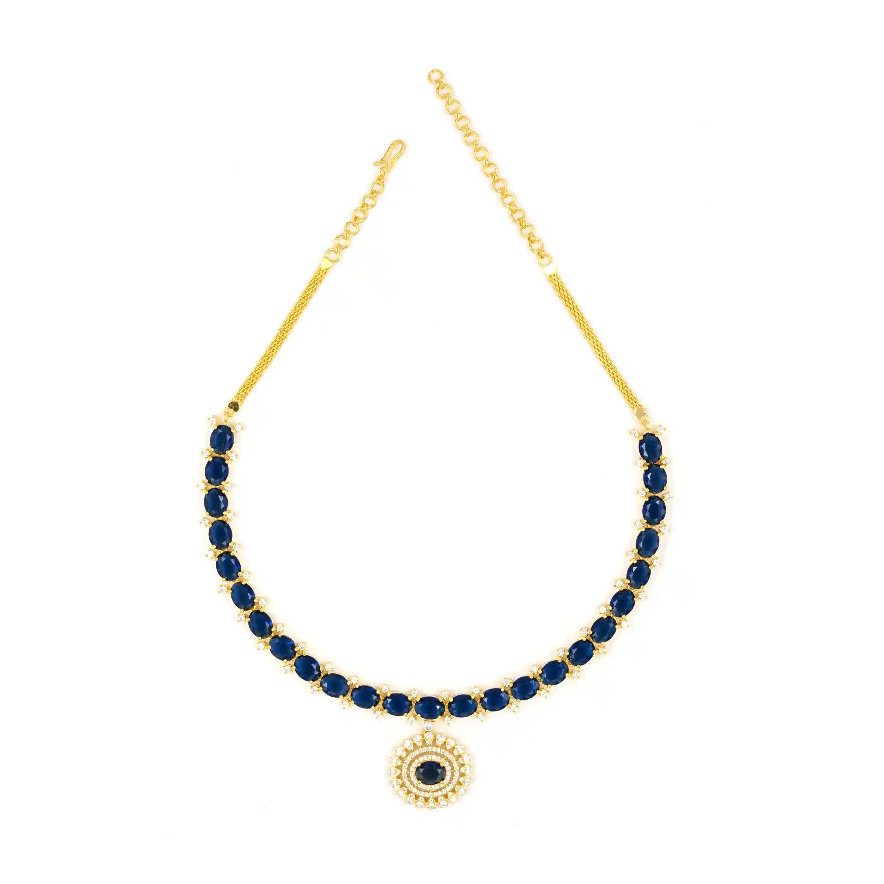 Premiun Stone Necklace with Stud PMSNS62WBL-008, PMSNS62WBL-008