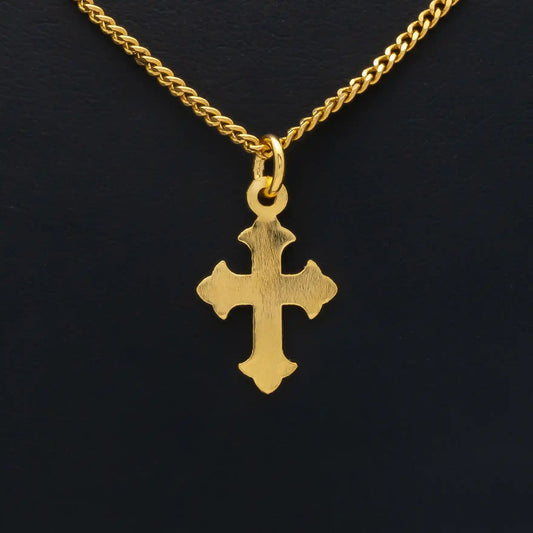 Cross Fleur Plain Locket Gold Layered – Pendant, Religious Symbol, Office Wear – product view 1