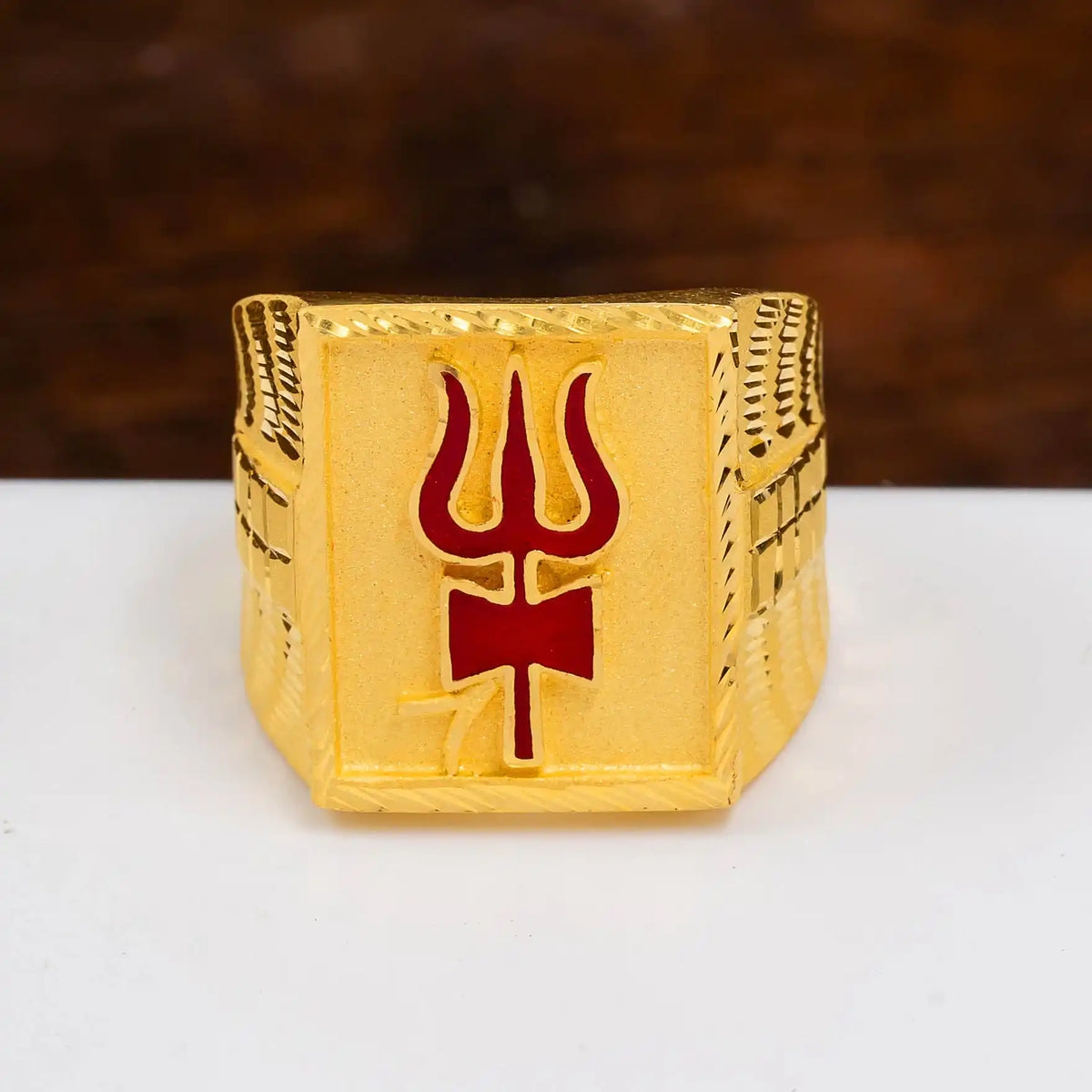 Trishul Men's Ring PGGR2-005 - Gold Plated Jewellery | Parakkat Jewels