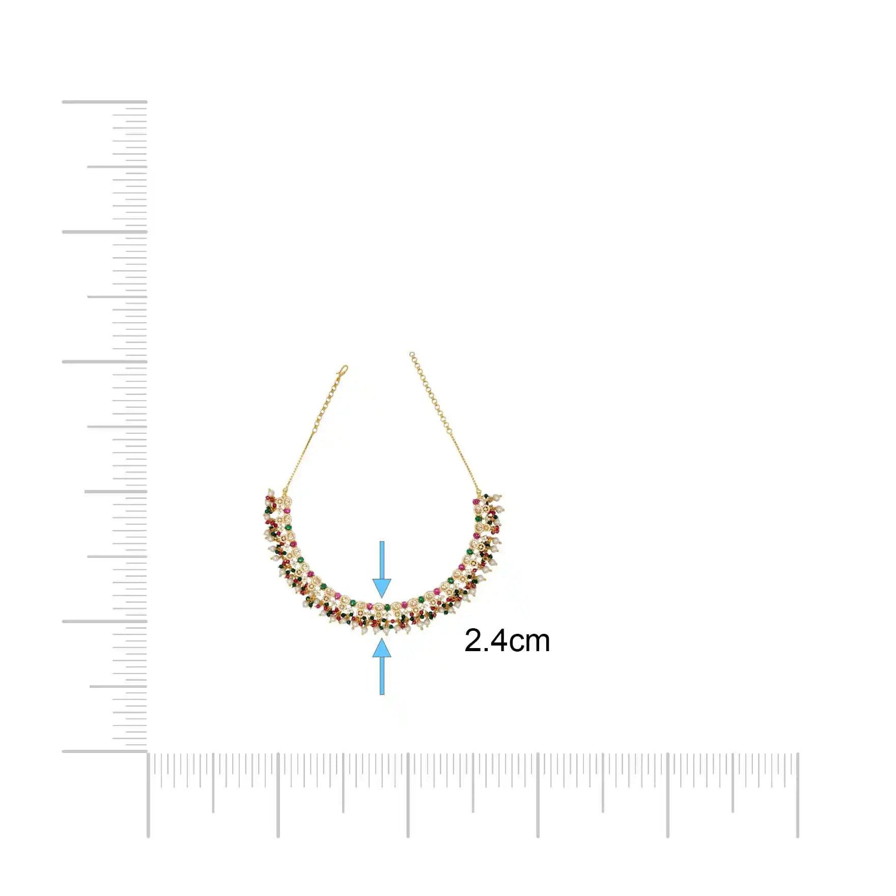 Premium Stone Necklace Short With Stud PMSNS44WRG-009,PMSHST74WG-022
