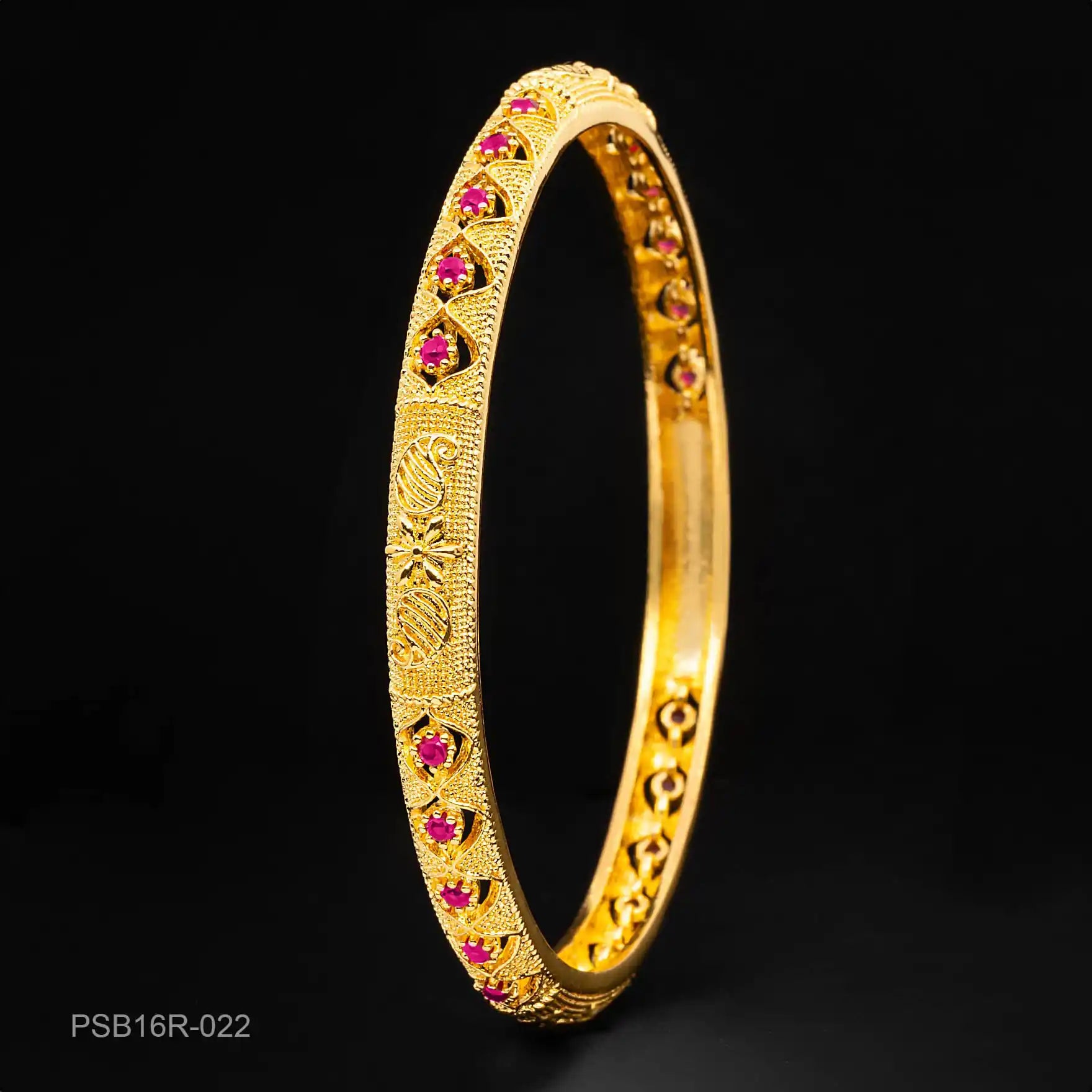 24ct Heavy Gold Layered Stone Bangle PSB16R-022