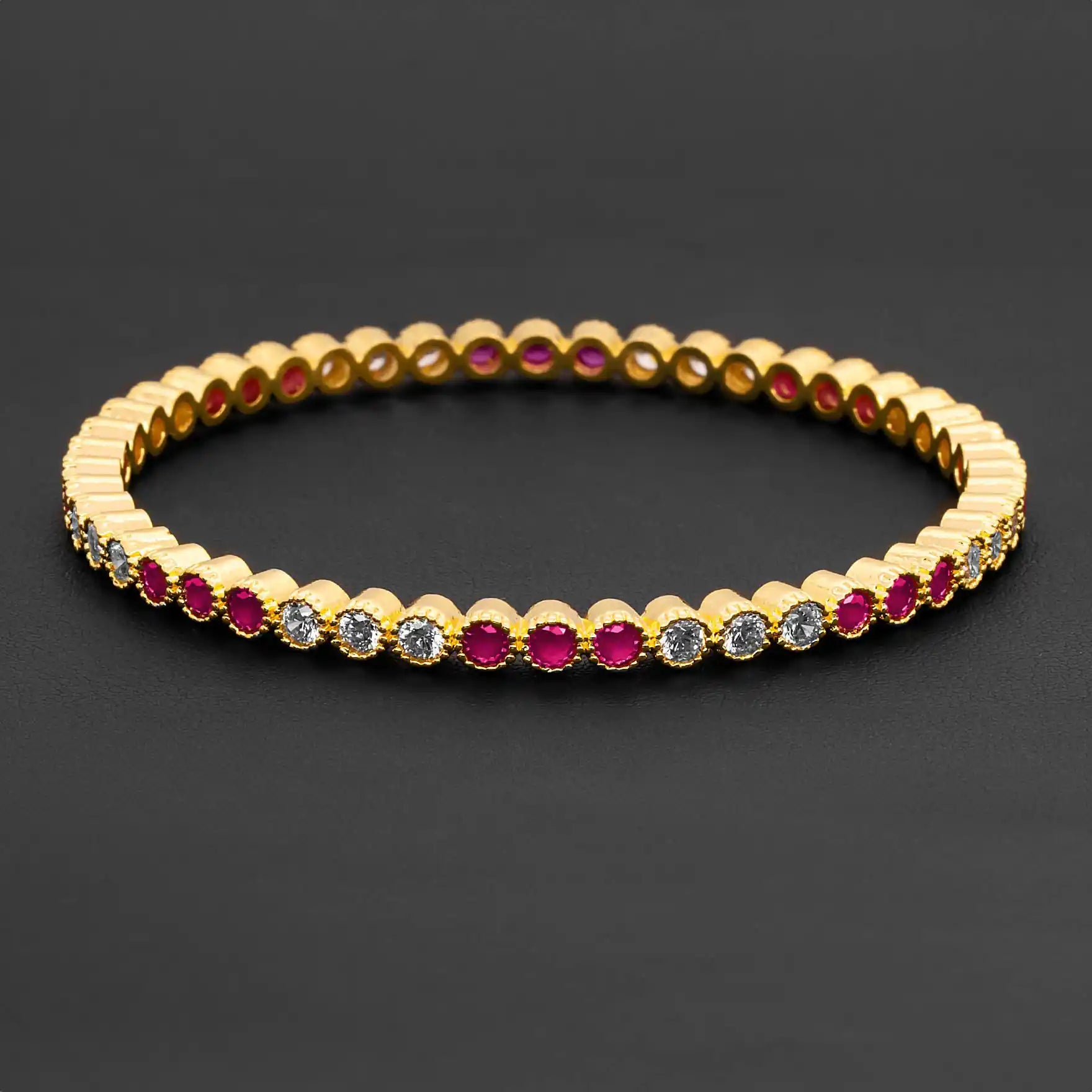 24ct Heavy Gold Layered Stone Bangle PSB4WR-022