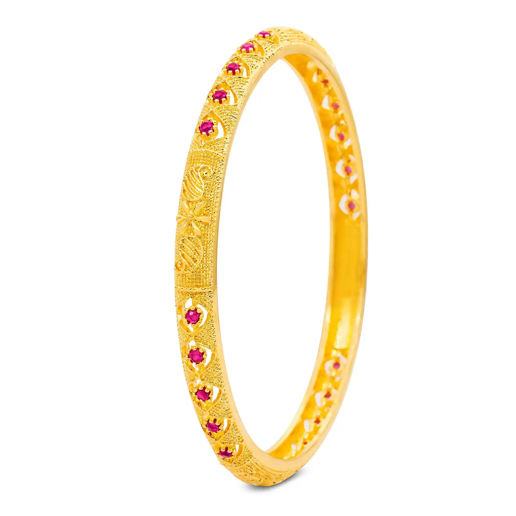 24ct Heavy Gold Layered Stone Bangle PSB16R-022