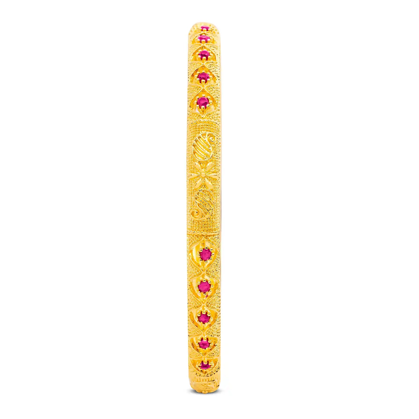 24ct Heavy Gold Layered Stone Bangle PSB16R-022