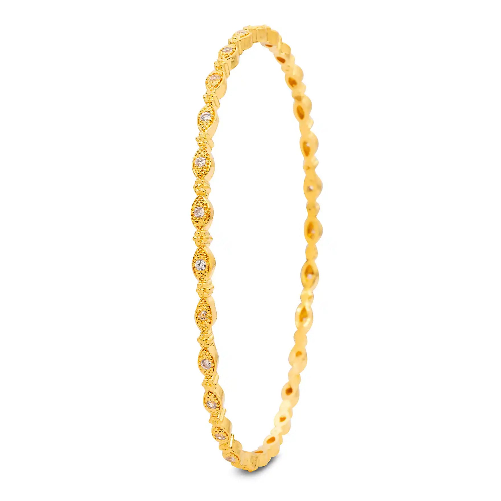 24ct Heavy Gold Layered Stone Bangle PSB18W-081