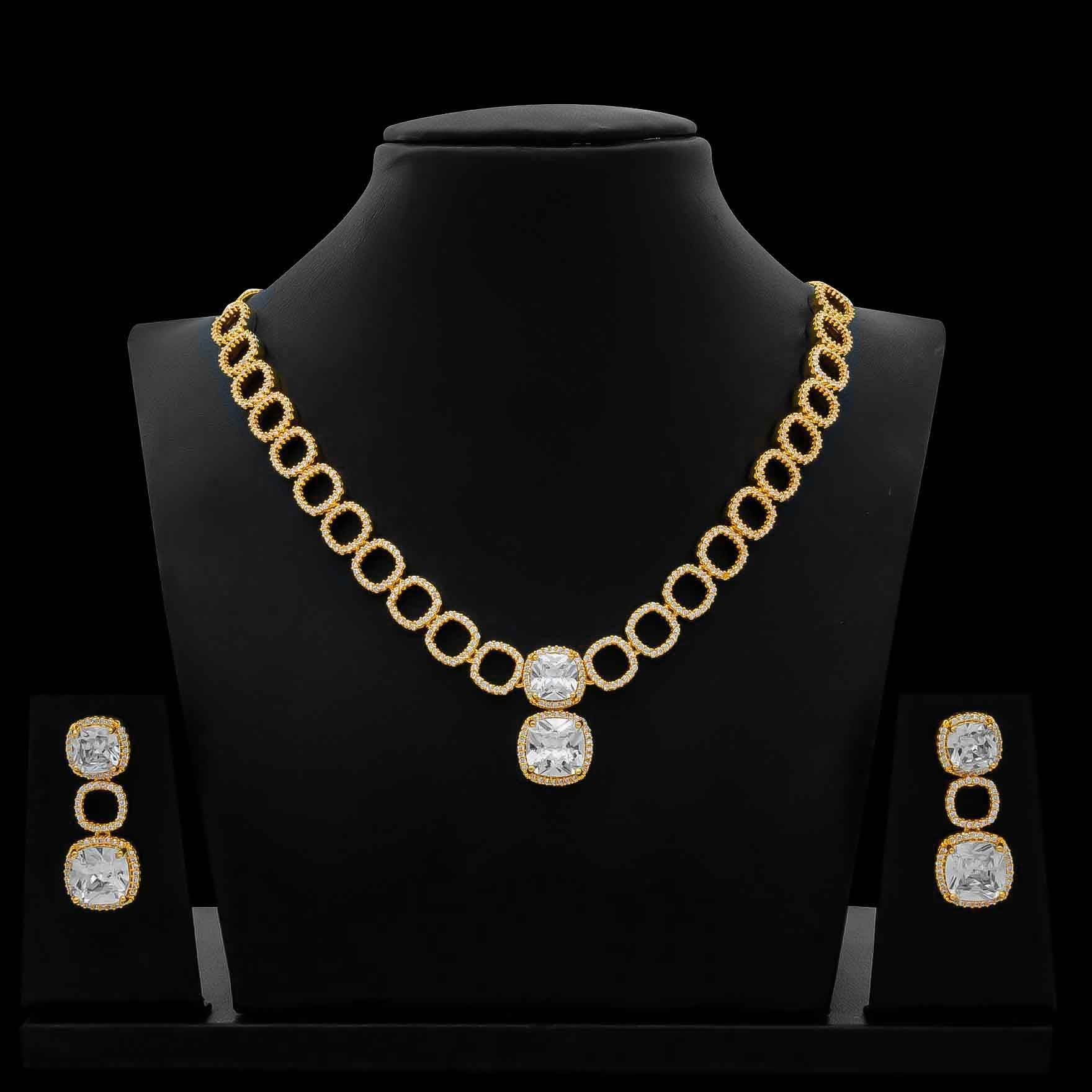 Premiun Stone Necklace with Stud PMSNS68W-008, PMSHST82W-082