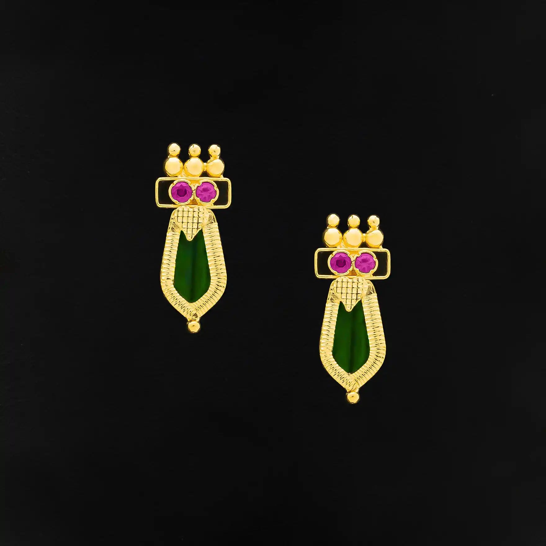 Palakka Green Stone Stud  PSPKSTNG17-041