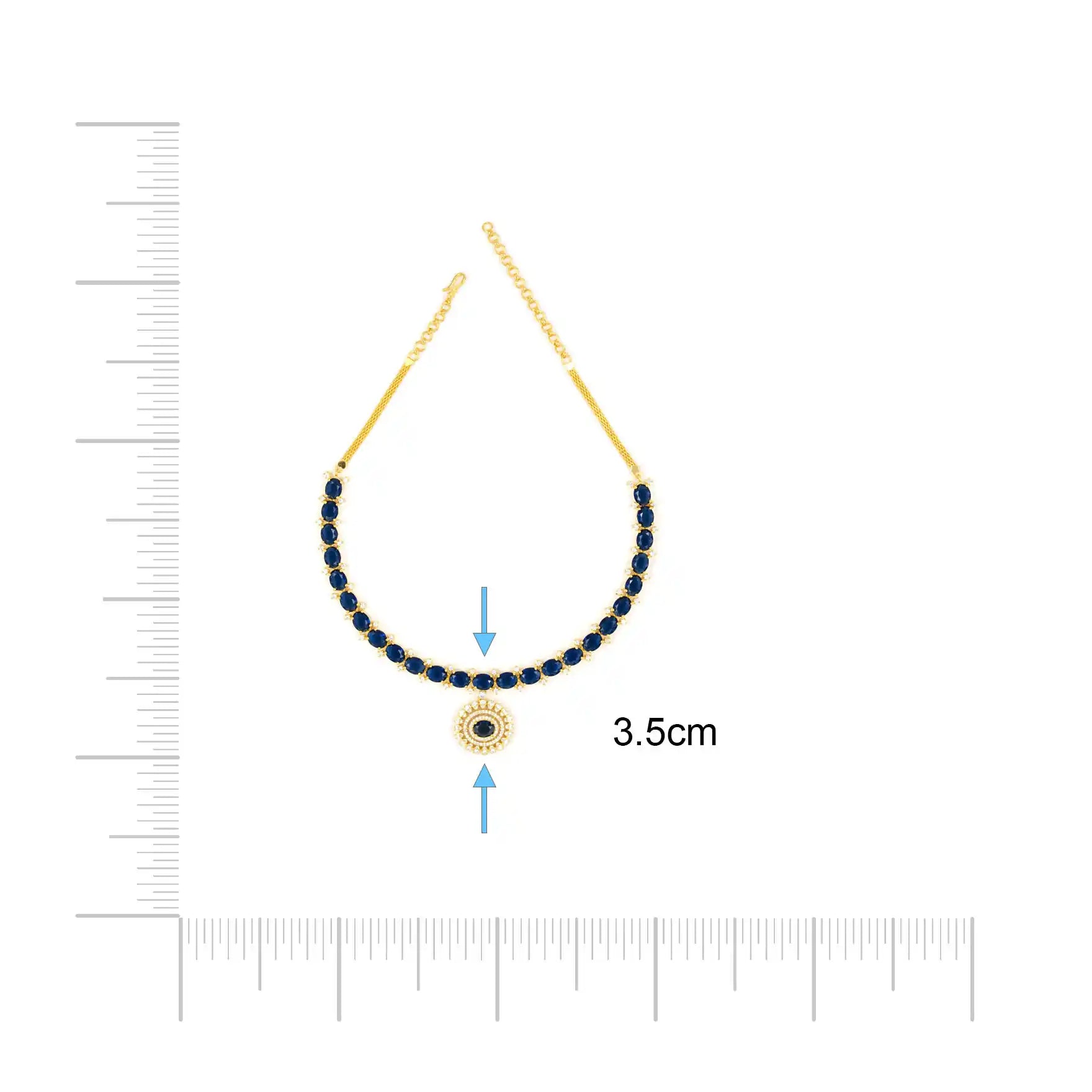 Premiun Stone Necklace with Stud PMSNS62WBL-008, PMSNS62WBL-008