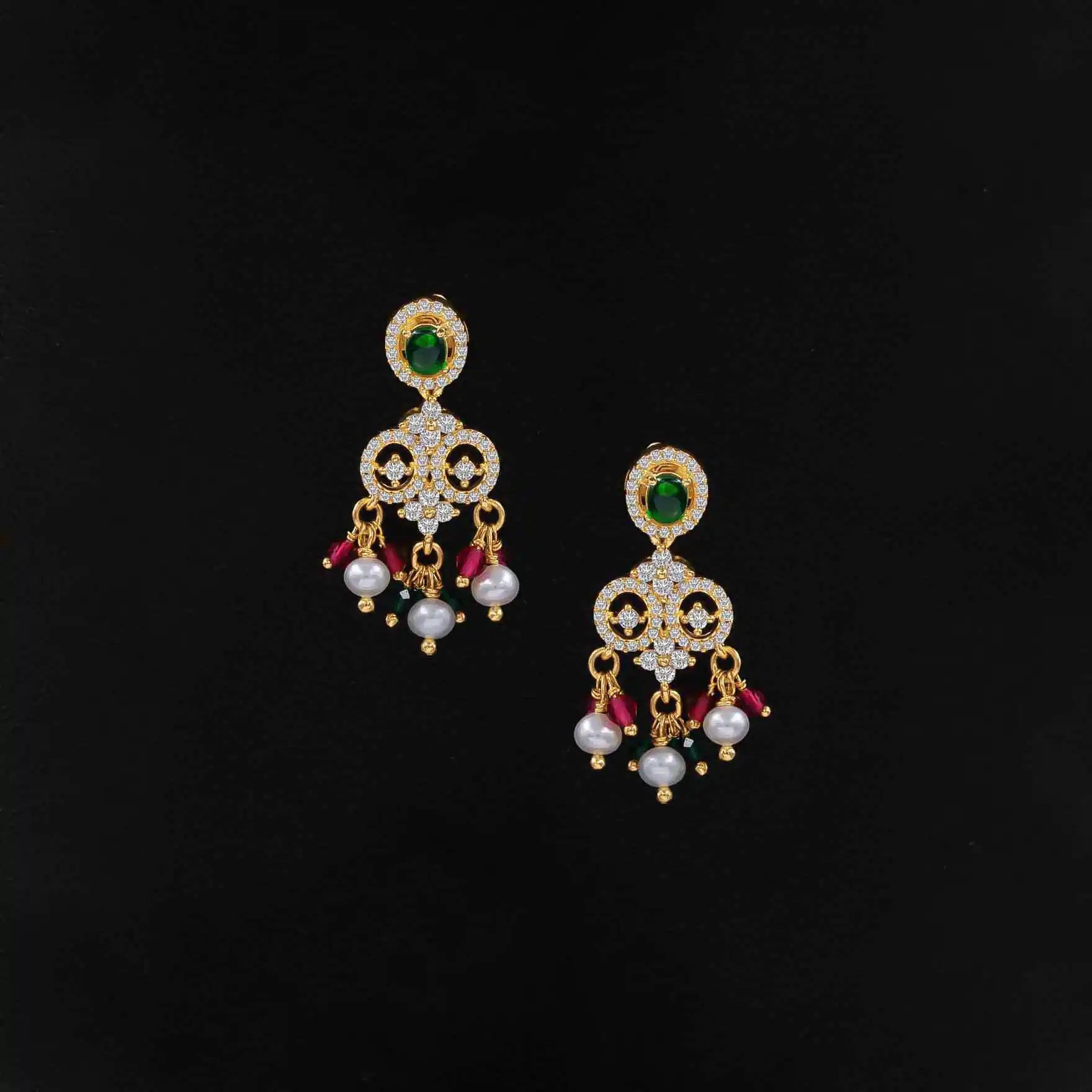 Premium Stone Necklace Short With Stud PMSNS44WRG-009,PMSHST74WG-022