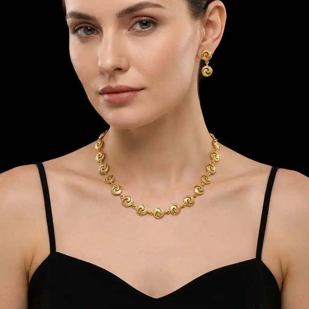 GOLDEN NECKLACE SHORT WITH GOLDEN STUD PGNS118-034, PGHST287-001