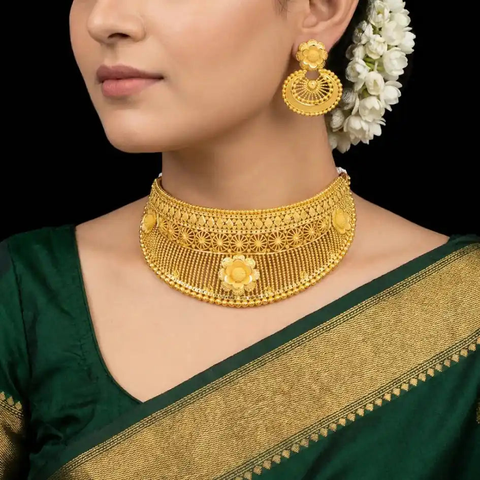 GOLDEN NECKLACE SHORT WITH STUD PGNS3-0321, PGHST12-081