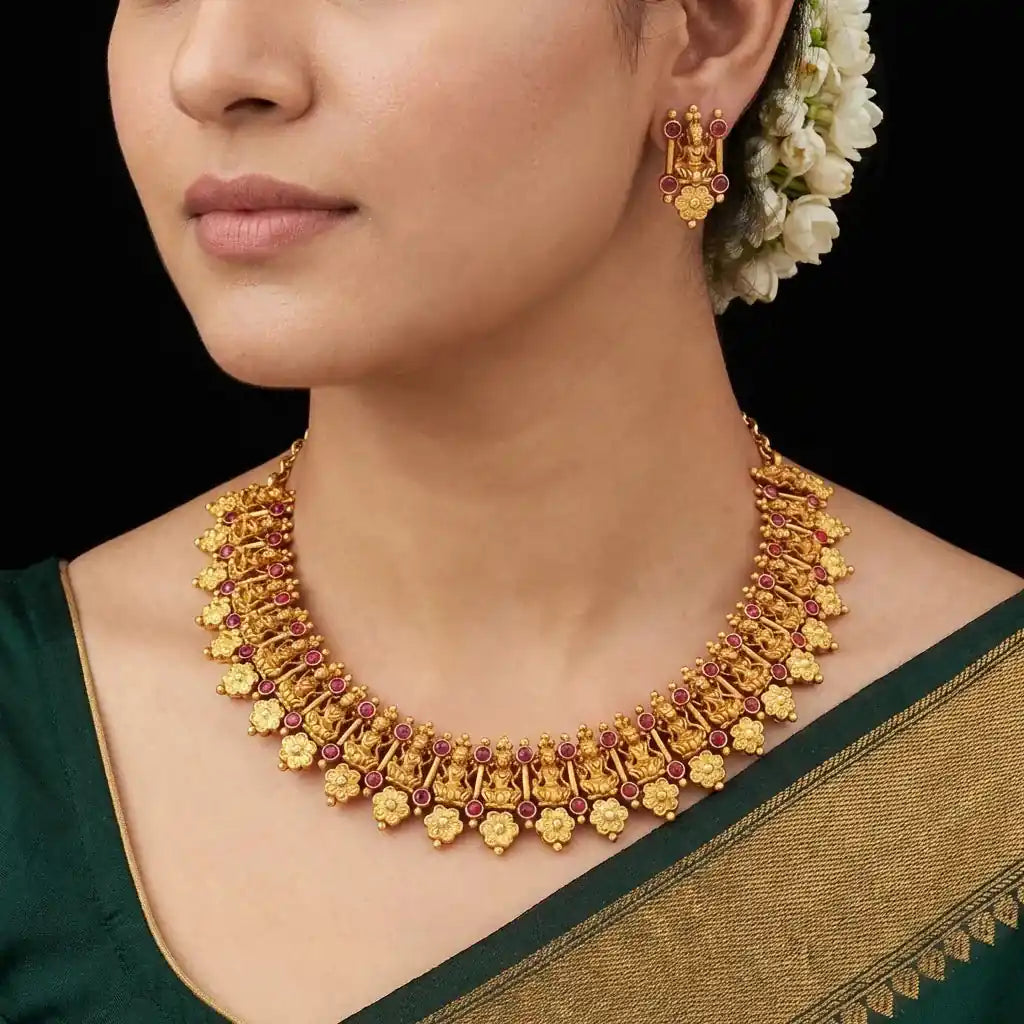 Geru Stone Necklace Short With Stud PSGRNSSR39R-0301, PSGRSTSR25R-002