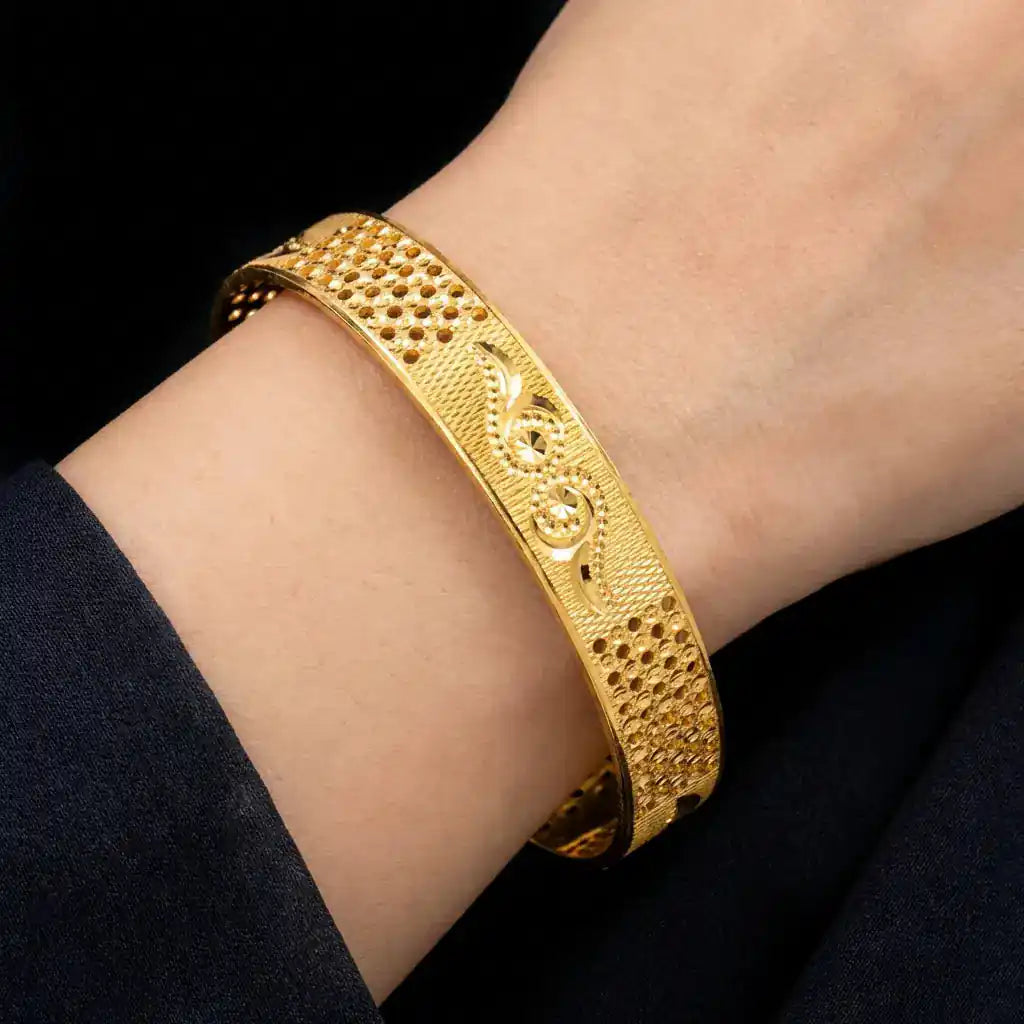 24ct Heavy Gold Layered Enamel Bangle PEB12-091