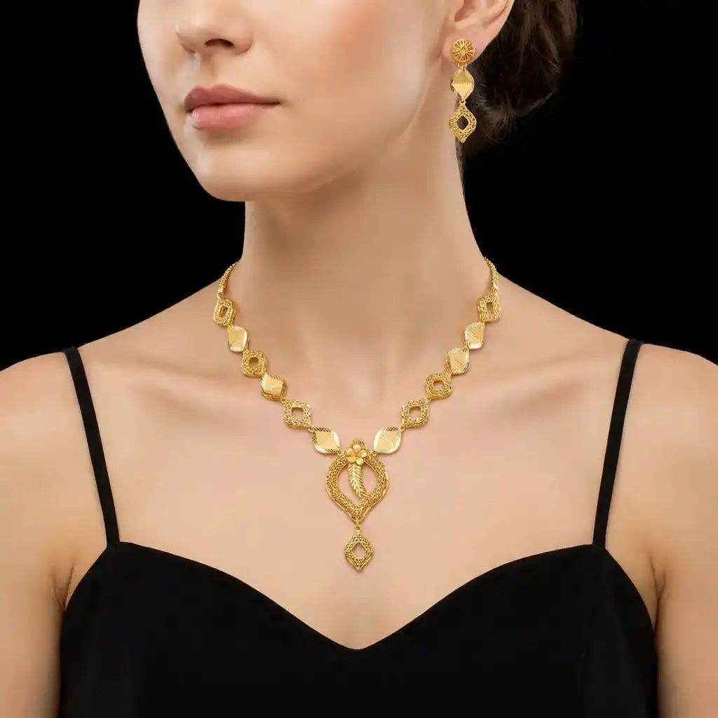 Golden Necklace with stud PGNS43-036, PGHST165-041