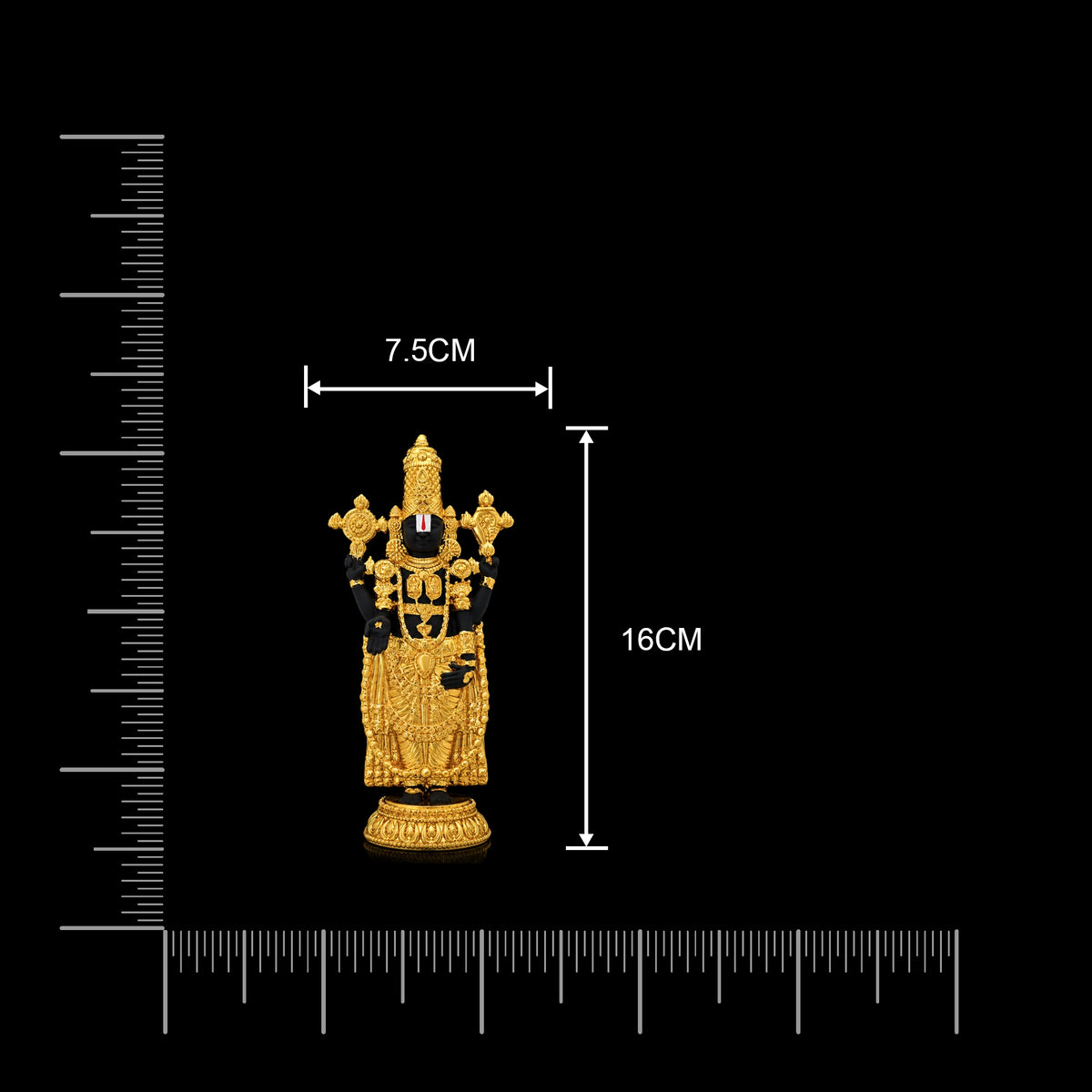 Ornate Standing Venkateshwara Brass Idol Gold Layered