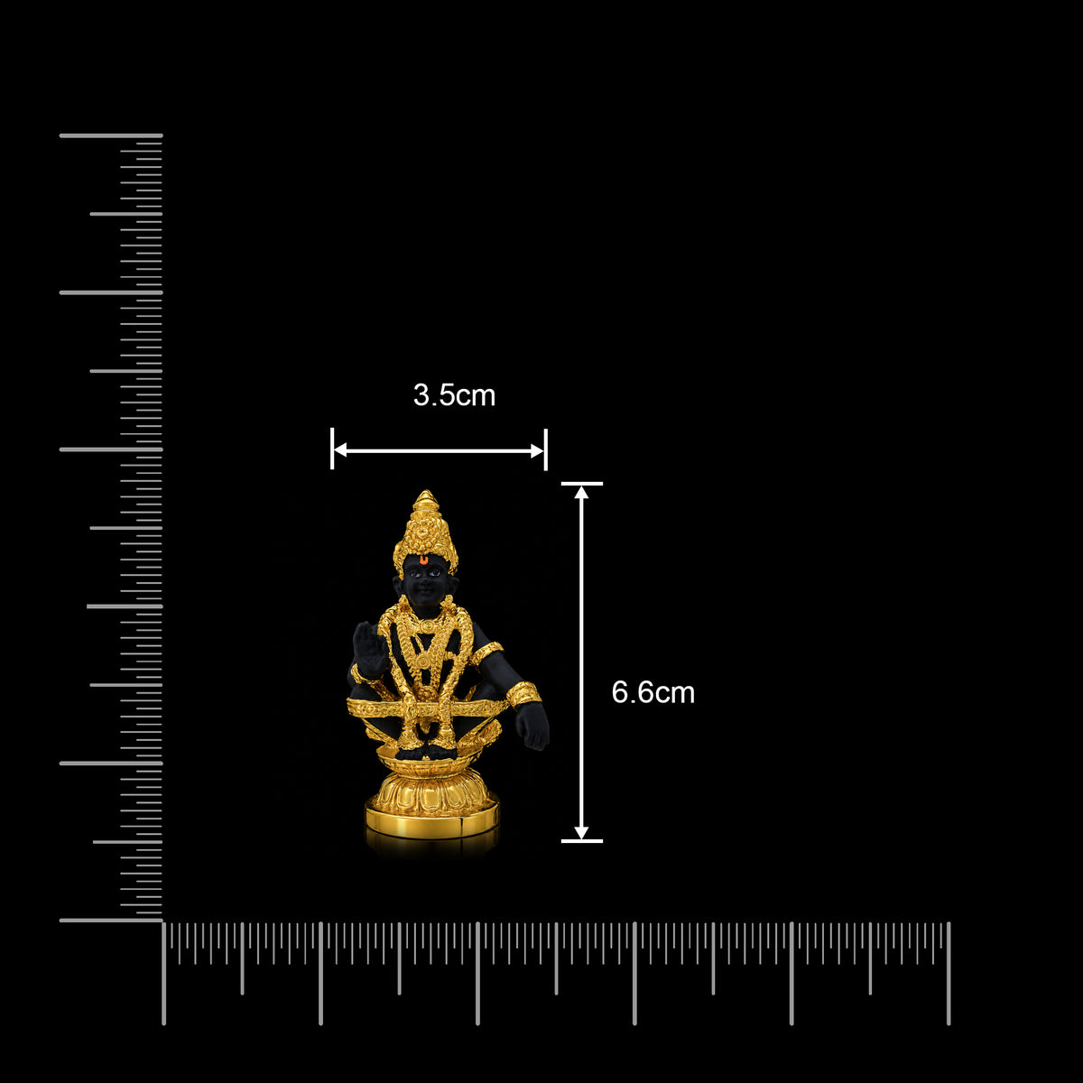 Black Gold Blessing Seated Ayyappa Resin Idol