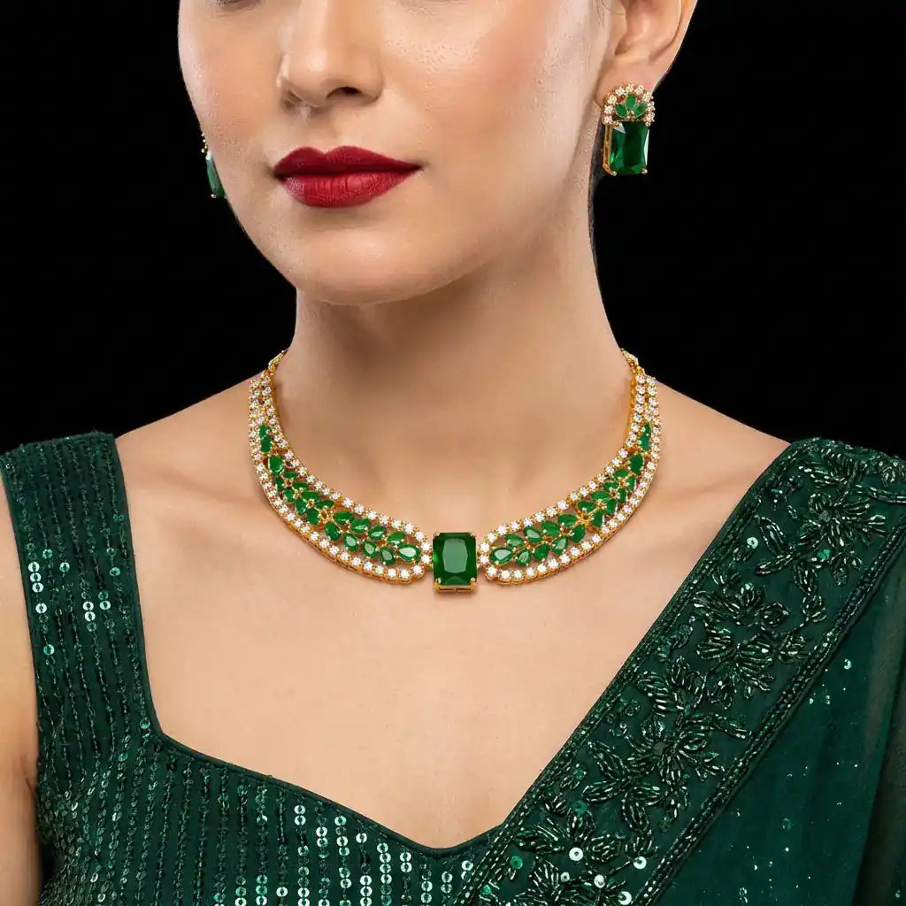 PREMIUM STONE NECKLACE WITH STUDS PMSNS41WG-0001, PMSST27WG-082