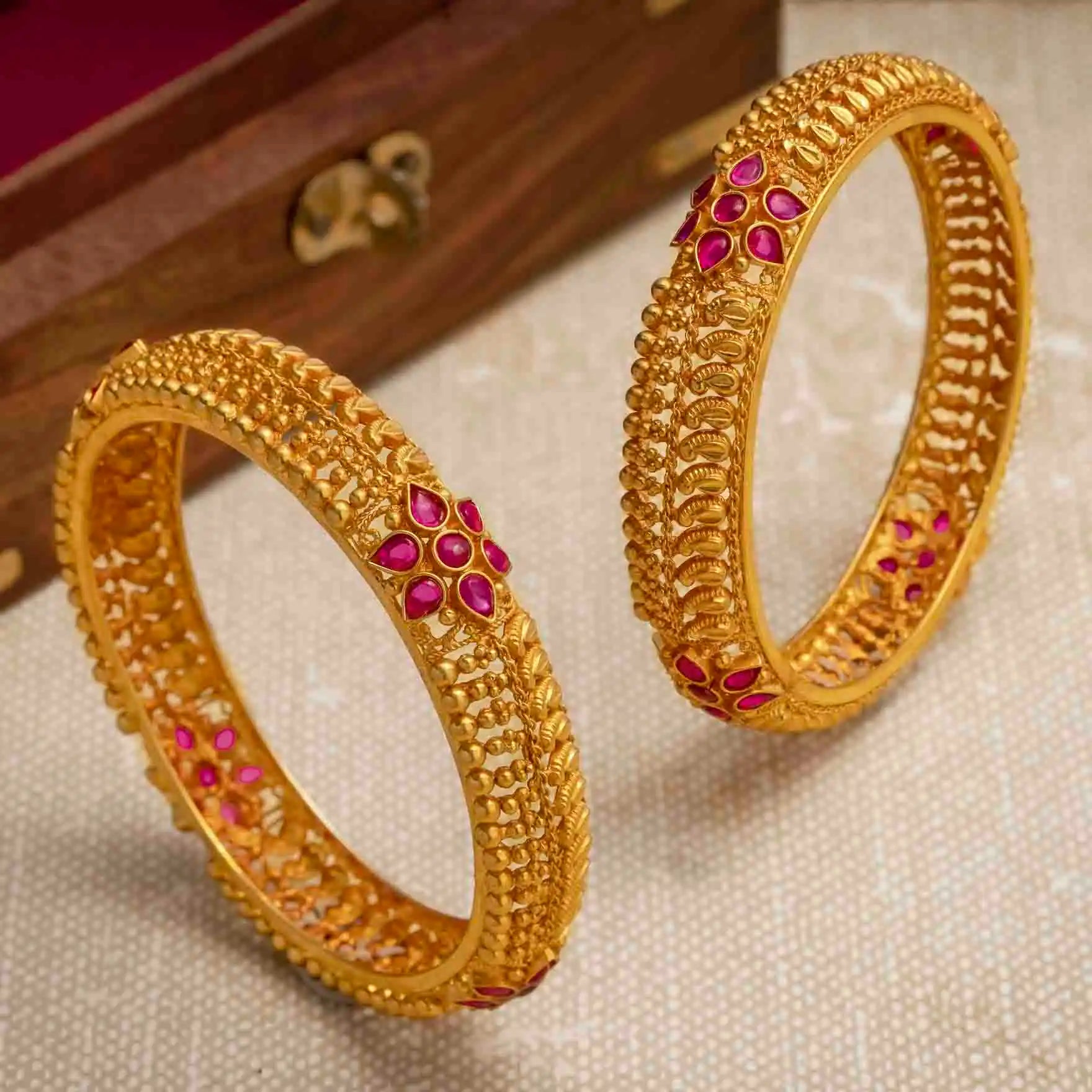 Bangle PSGRBSR2R-006 — Gold Plated Jewellery | Parakkat Jewels