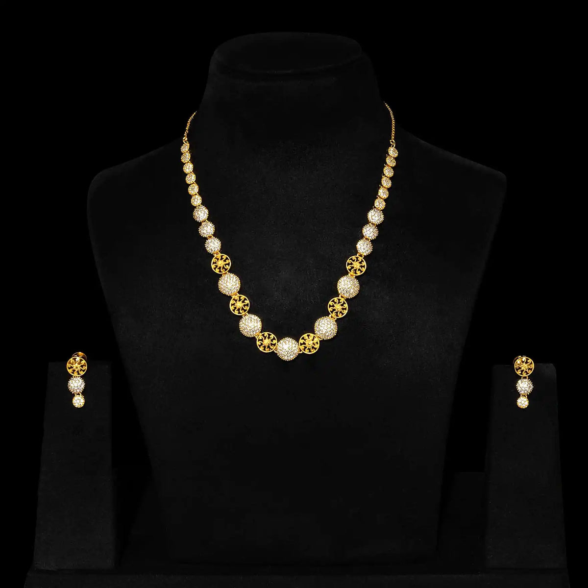 Classic White Stone Gold Layered Earrings | Parakkat Jewels