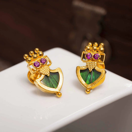 Palakka Stone Earring PSPKSTPG21-041 - Gold Plated Jewellery | Parakkat Jewels