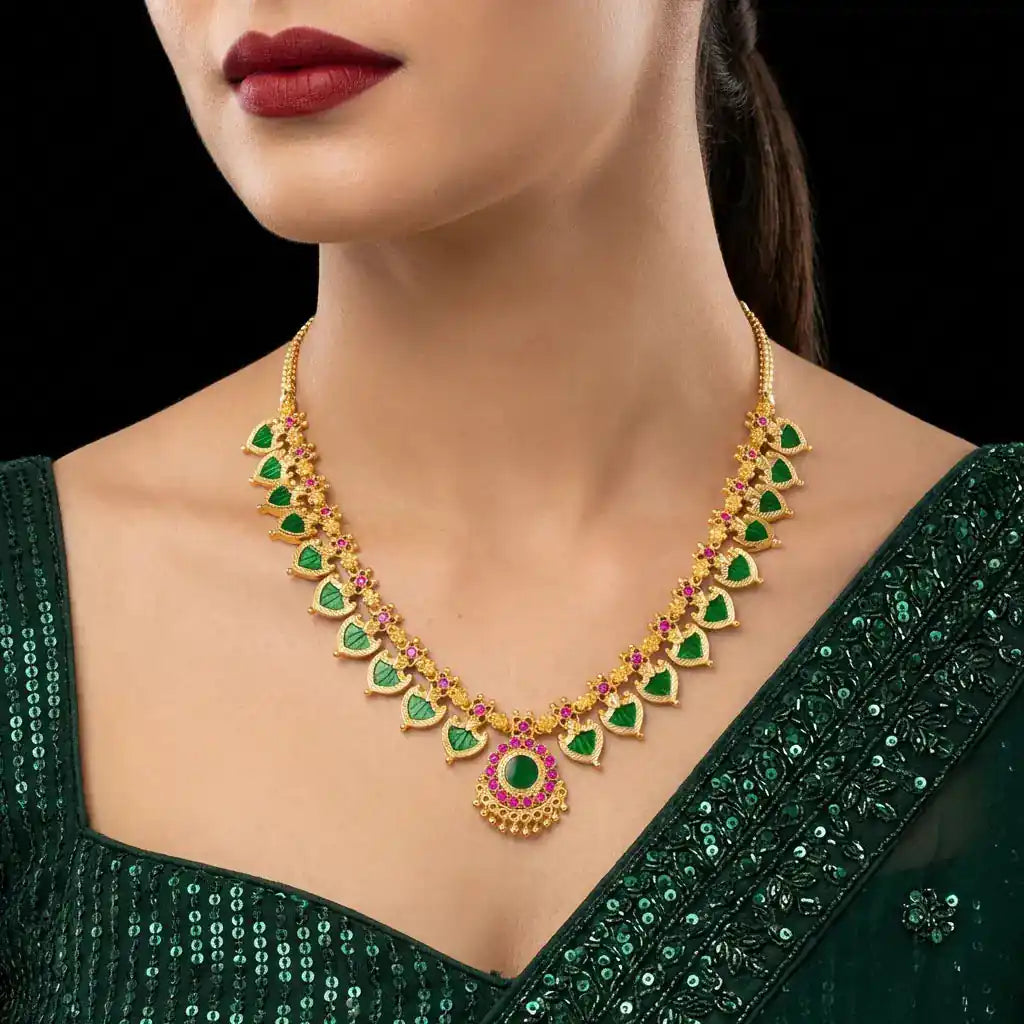 Palakka Green Stone Necklace PSPKNPG2A-046