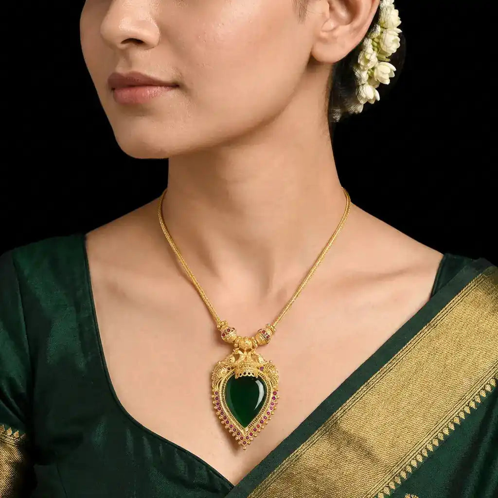 Palakka Green Stone Necklace PSPKNRG57-0311