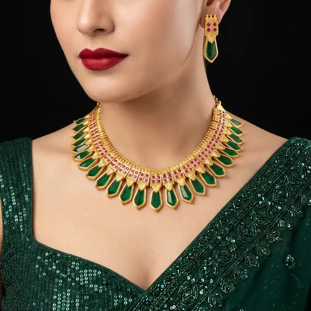 Palakka Stone necklace with stud PSPKNNG10-0002, PSPKSTNG16-081