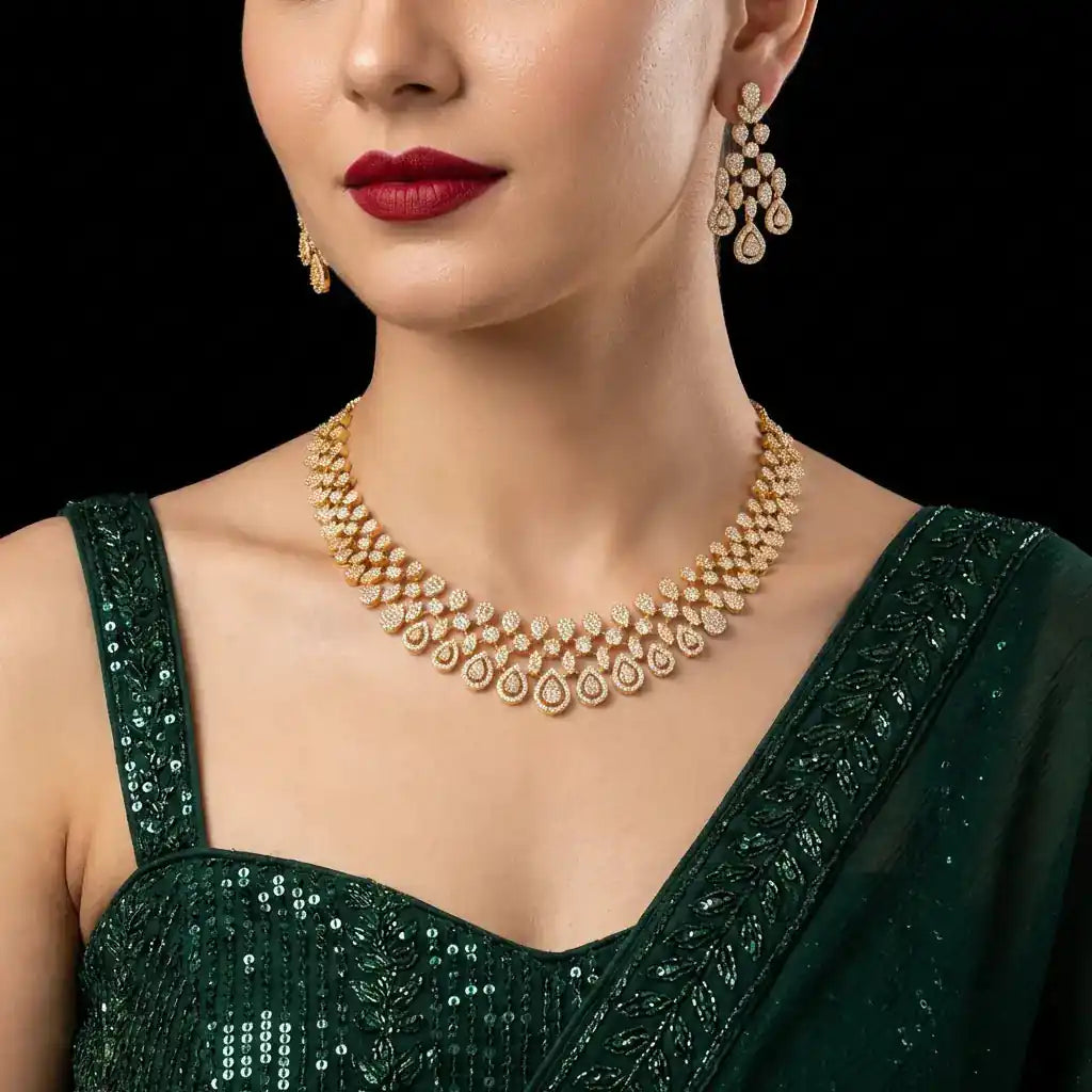 Premium Stone Necklace with Stud PMSNS11W-0011, PMSHST37W-052