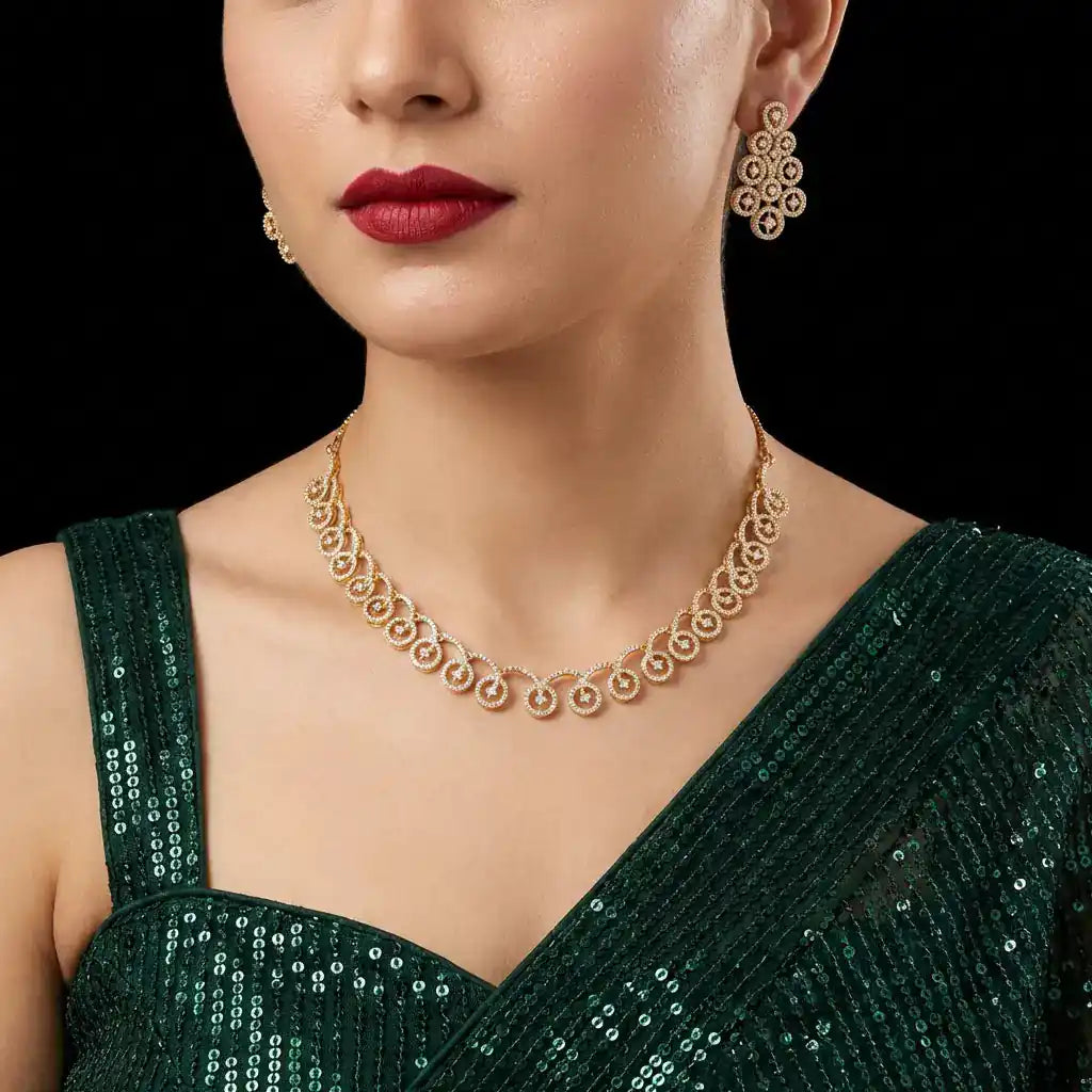 Premium Stone Necklace with Stud PMSNS39W-008, PMSHST31W-082