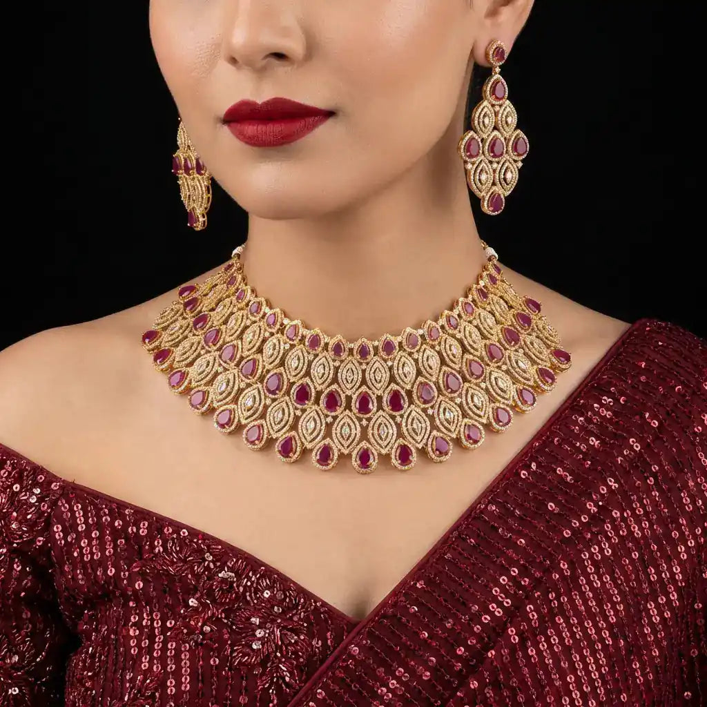 Premium Stone Necklace with Stud PMSNS3WR-0081, PMSHST2WR-004