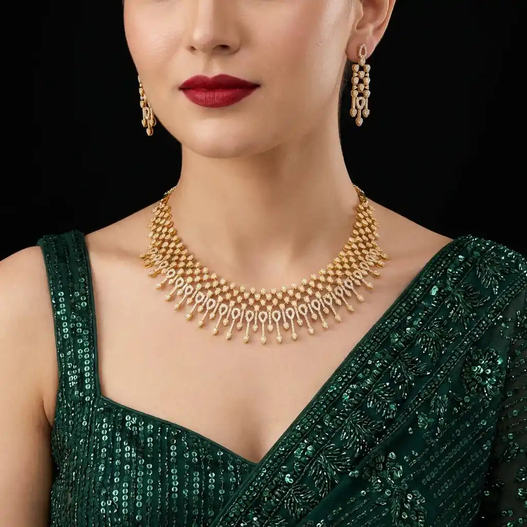 Premium Stone Necklace with Stud PMSNS41W-0031. PMSHST50W-023