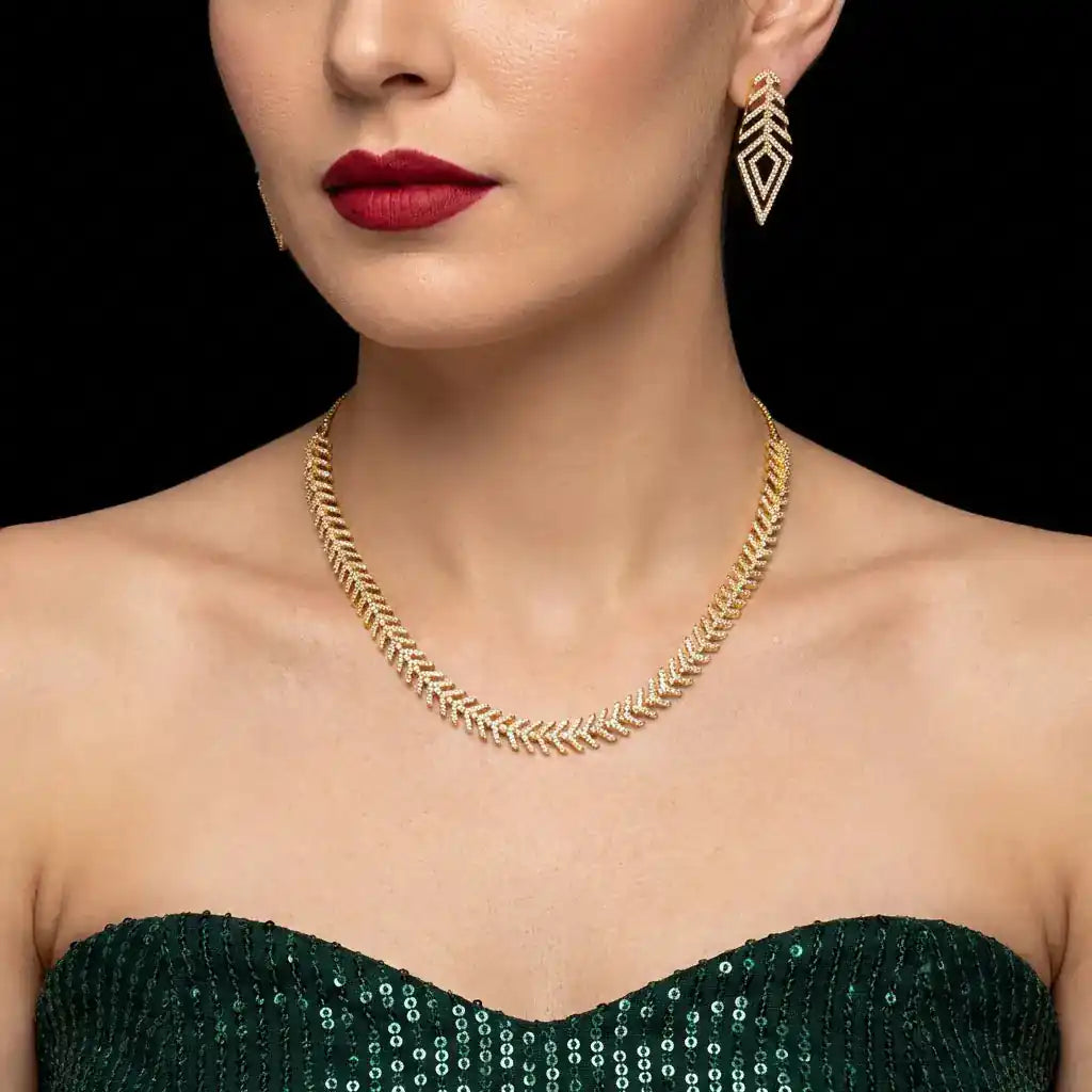Premium Stone Necklace with Stud PMSNS43W-008, PMSHST31W-082