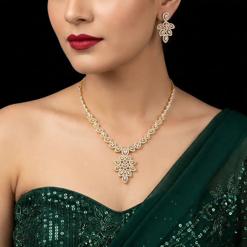 Premium Stone Necklace with Stud PMSNS5W-008, PMSHST10W-052