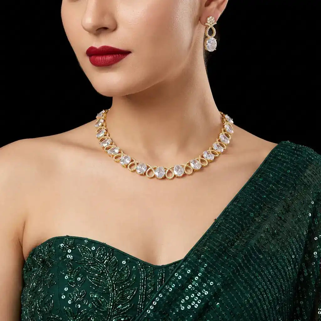 Premium Stone Necklace with Stud PMSNS7W-008, PMSHST5W-081