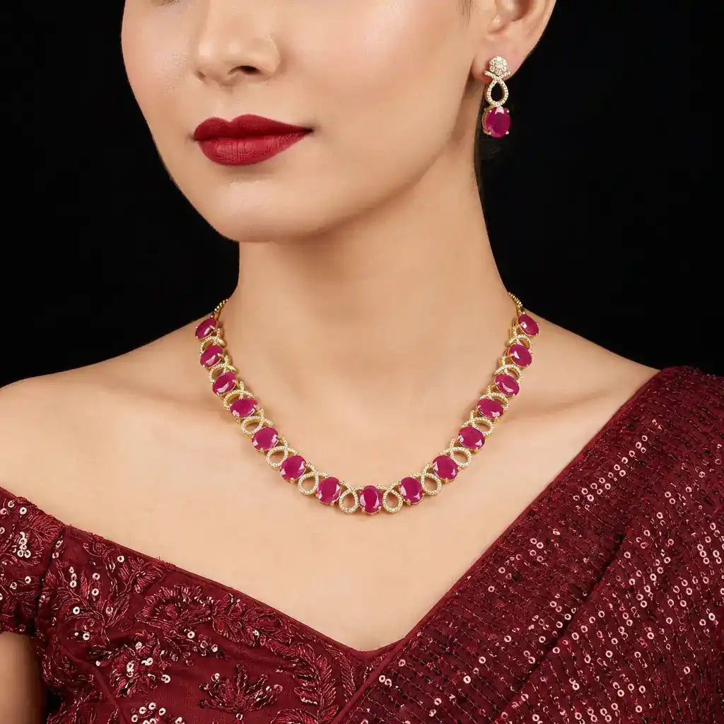 Premium Stone Necklace with Stud PMSNS7WR-008, PMSHSTWR-081