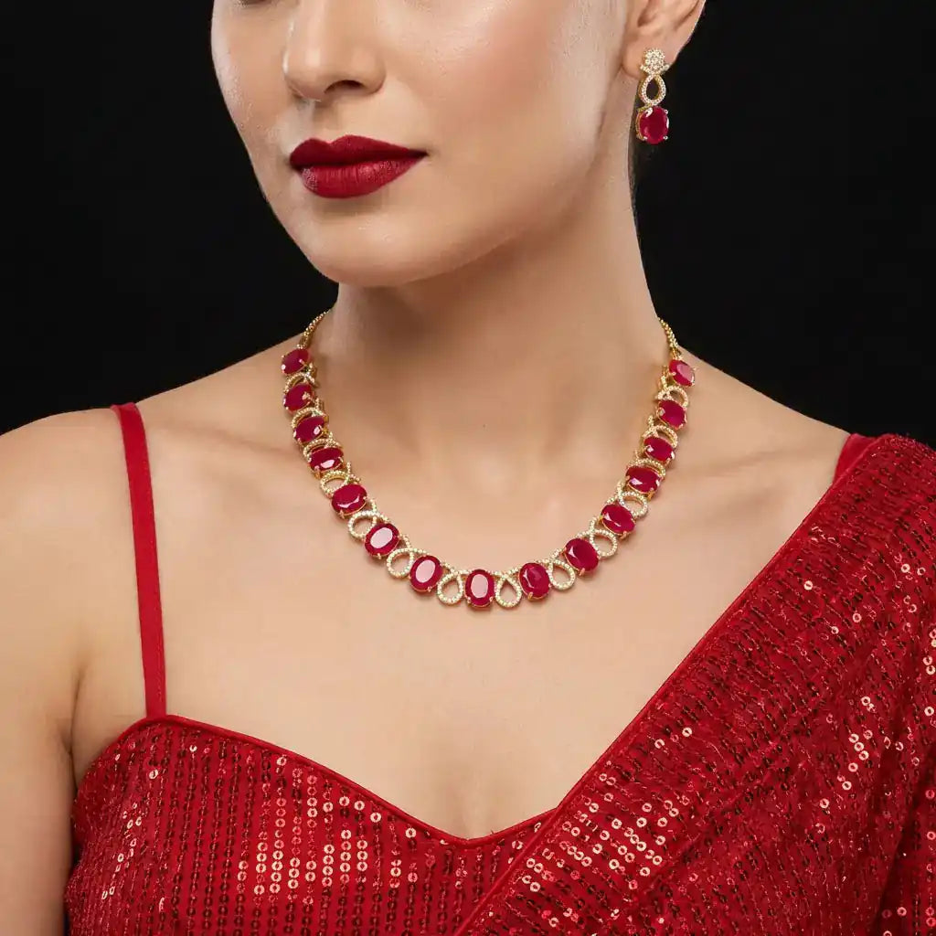 Premium Stone Necklace with Stud PMSNS7WX-008,PMSHST3WX-081
