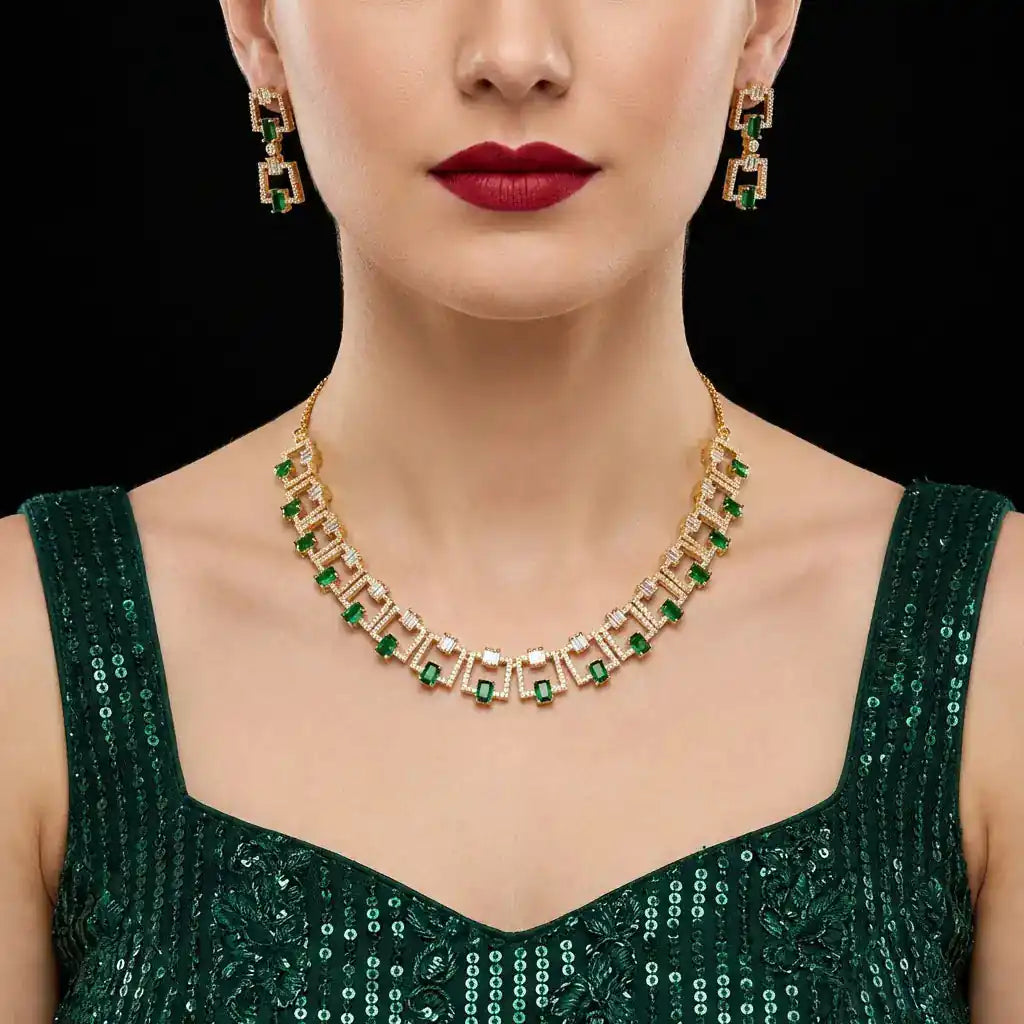 Premium Stone Necklace with Stud PMSNS8WR-007, PMSHST2WR-022