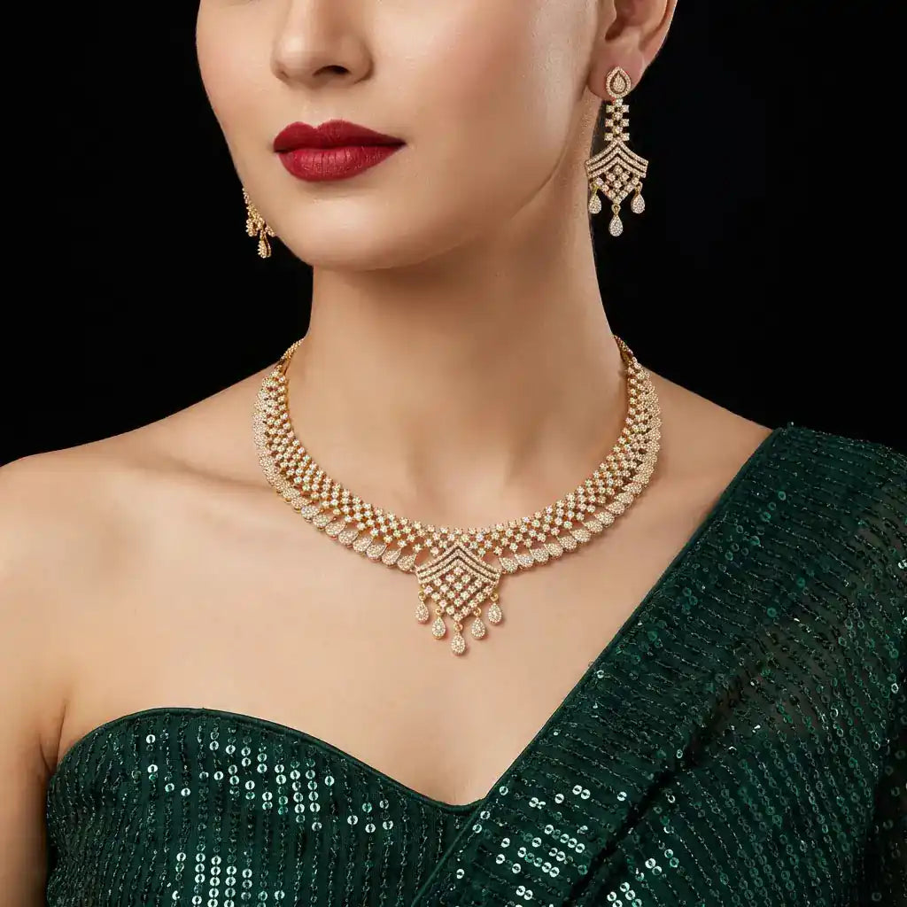 Premiun Stone Necklace with Stud PMSNS27W-0021, PMSHST53W-023