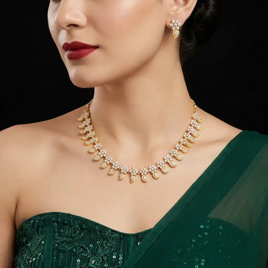 24kt Gold Plated Stone Necklace 