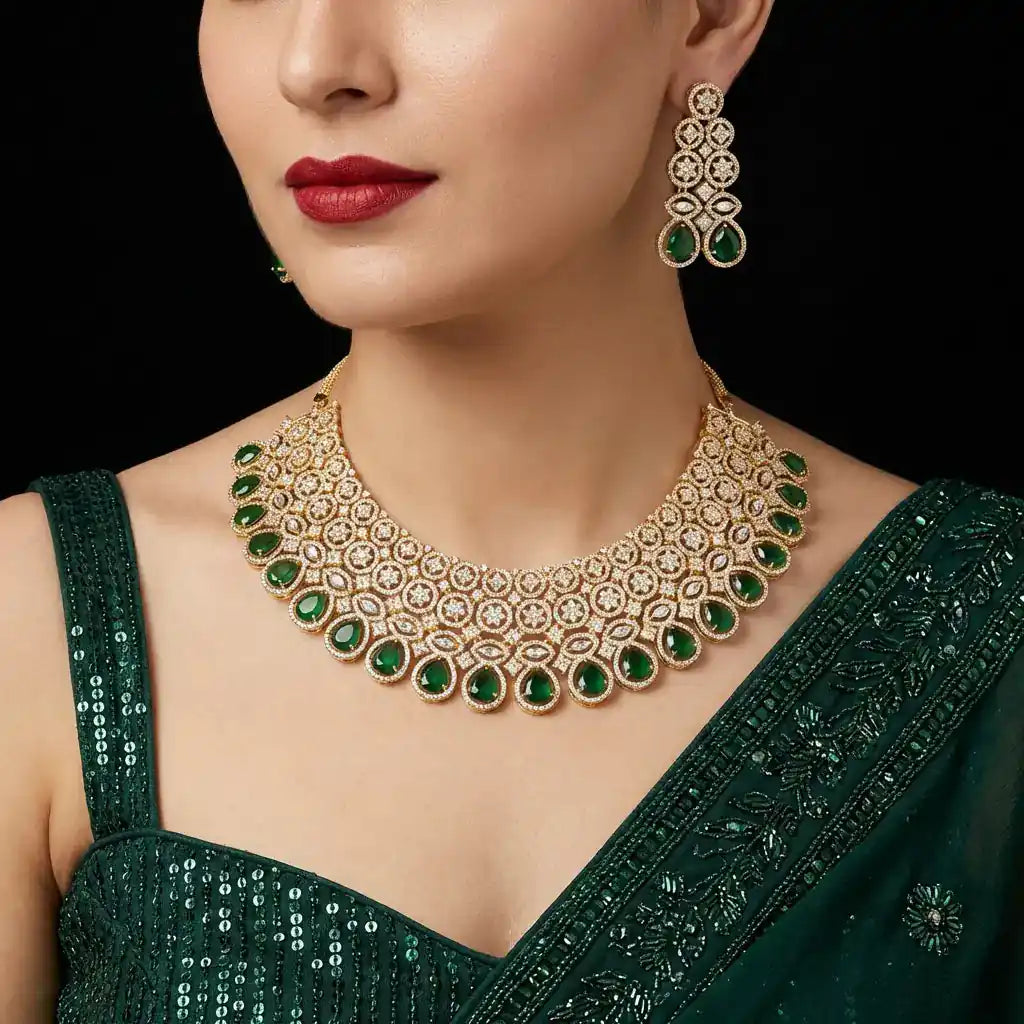 Premiun Stone Necklace with Stud PMSNS3WG-0061, PMSHST3WG-023