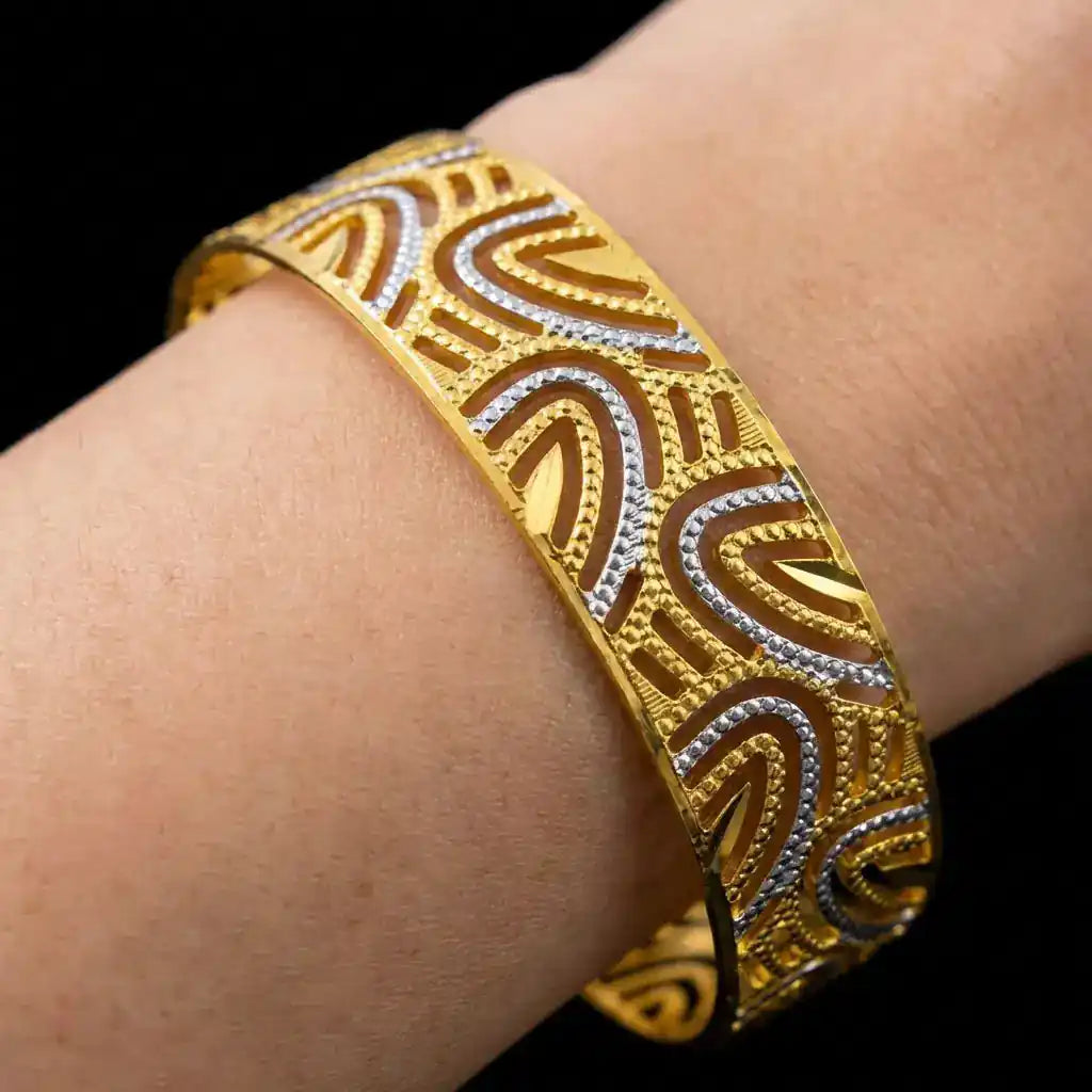 24ct Heavy Gold Layered Enamel Bangle PEB12-091